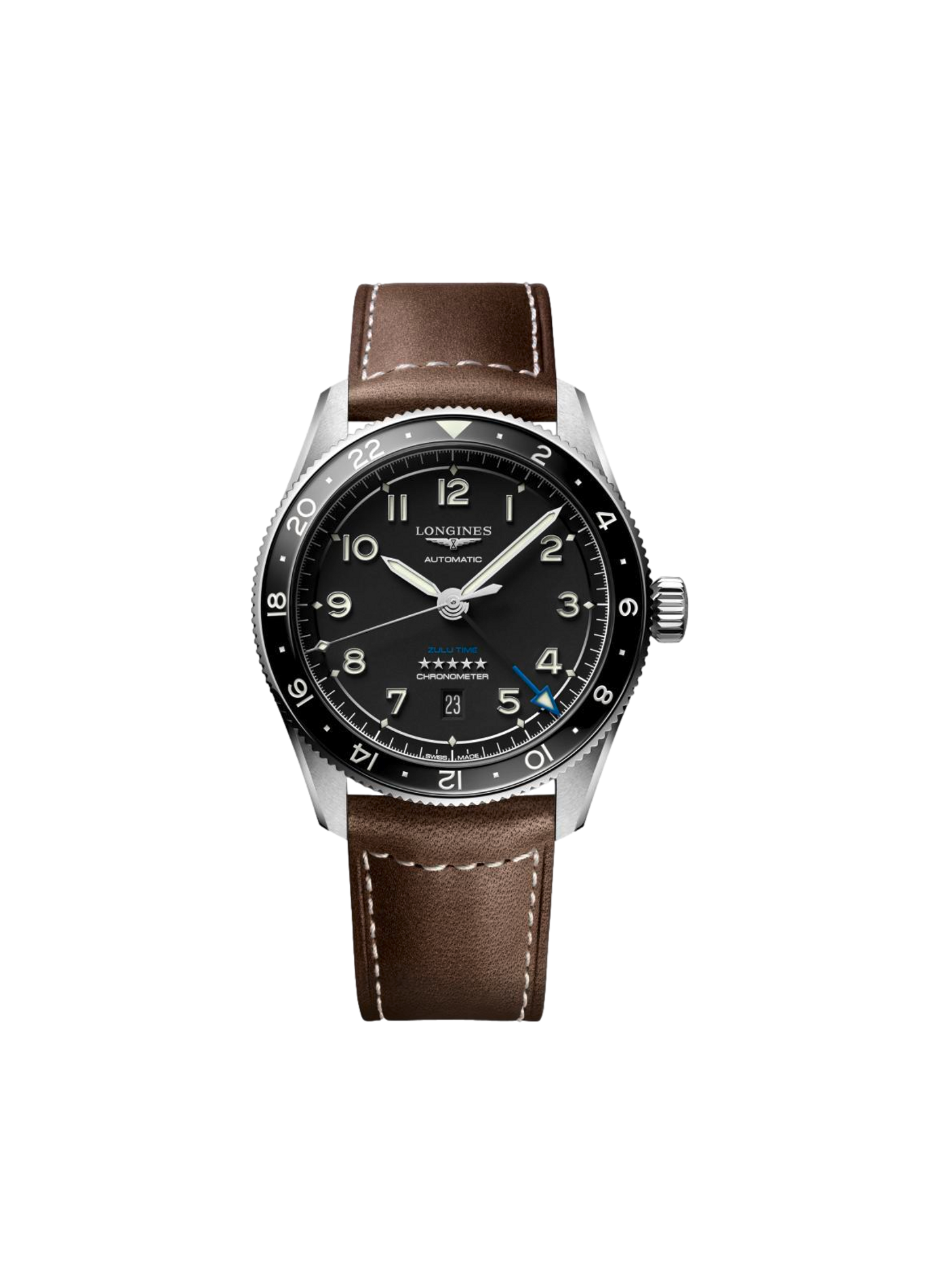 Montre automatique Longines Spirit en cuir LONGINES Noir