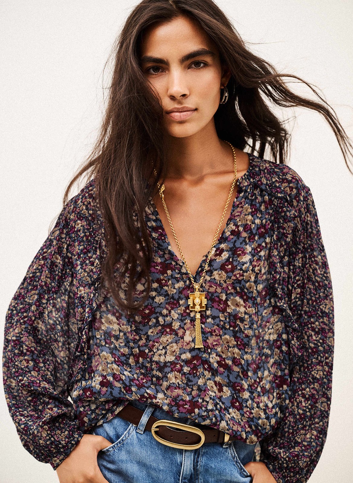 Blouse ample imprimée kross BA&SH Bleu