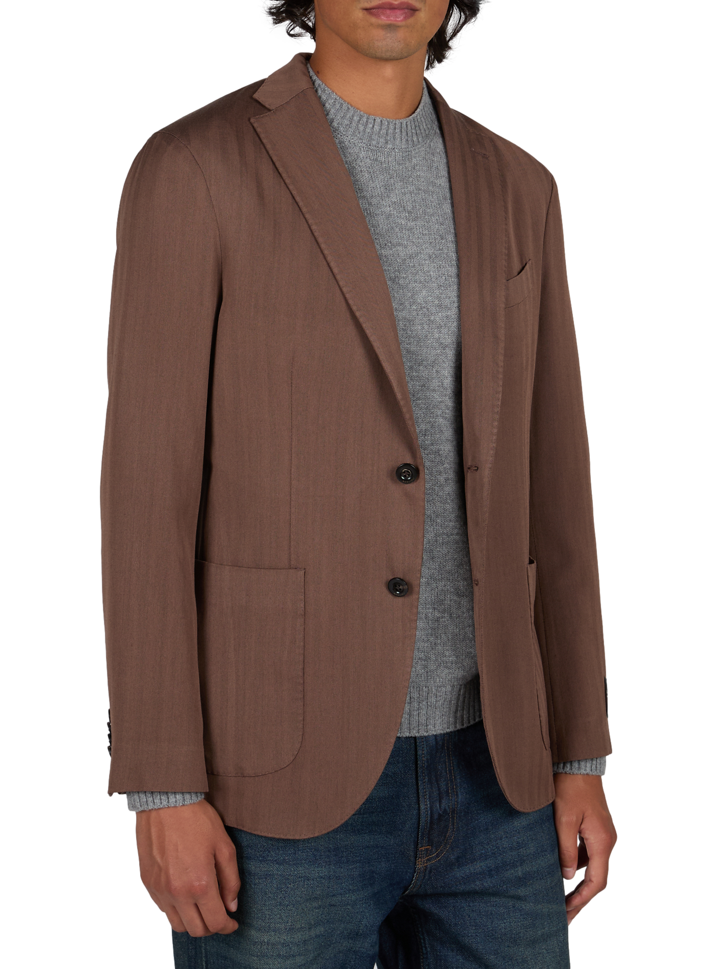 Solid wool straight blazer BOGLIOLI Brown