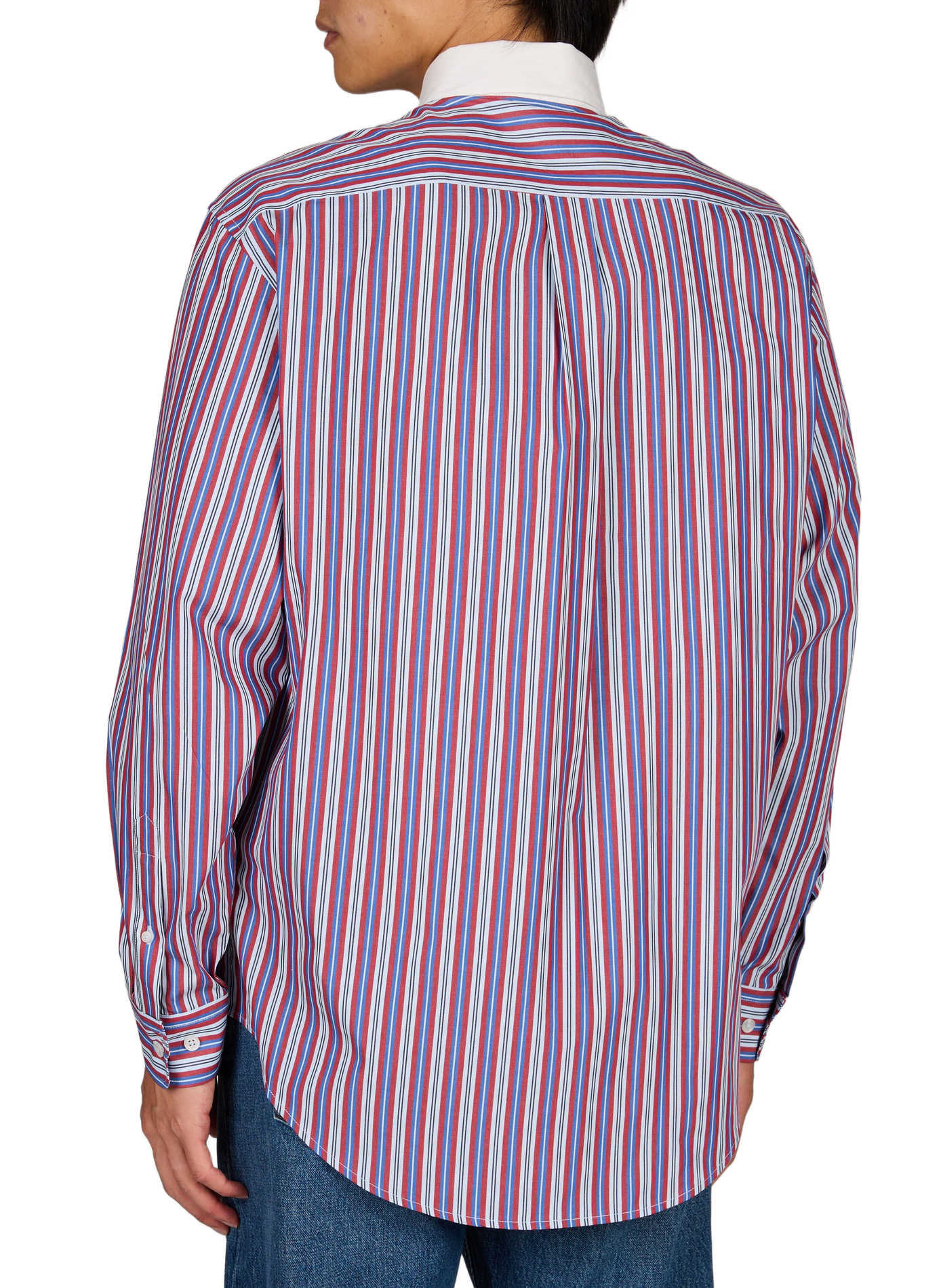 Loose fit button-down collar striped cotton shirt DROLE DE MONSIEUR Red