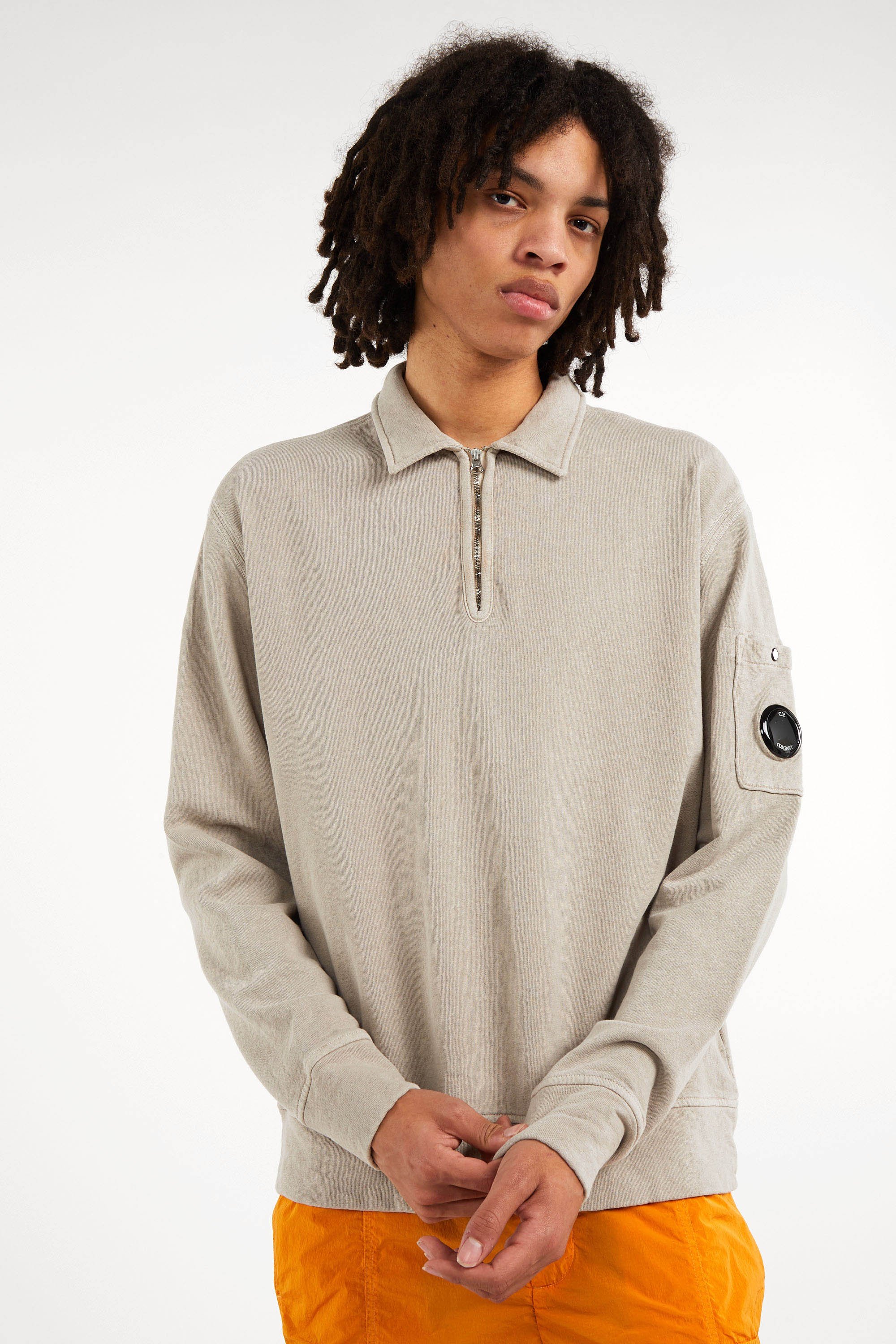 Sweatshirt sweatshirts polo collar in malfile' fleece CP COMPANY Beige