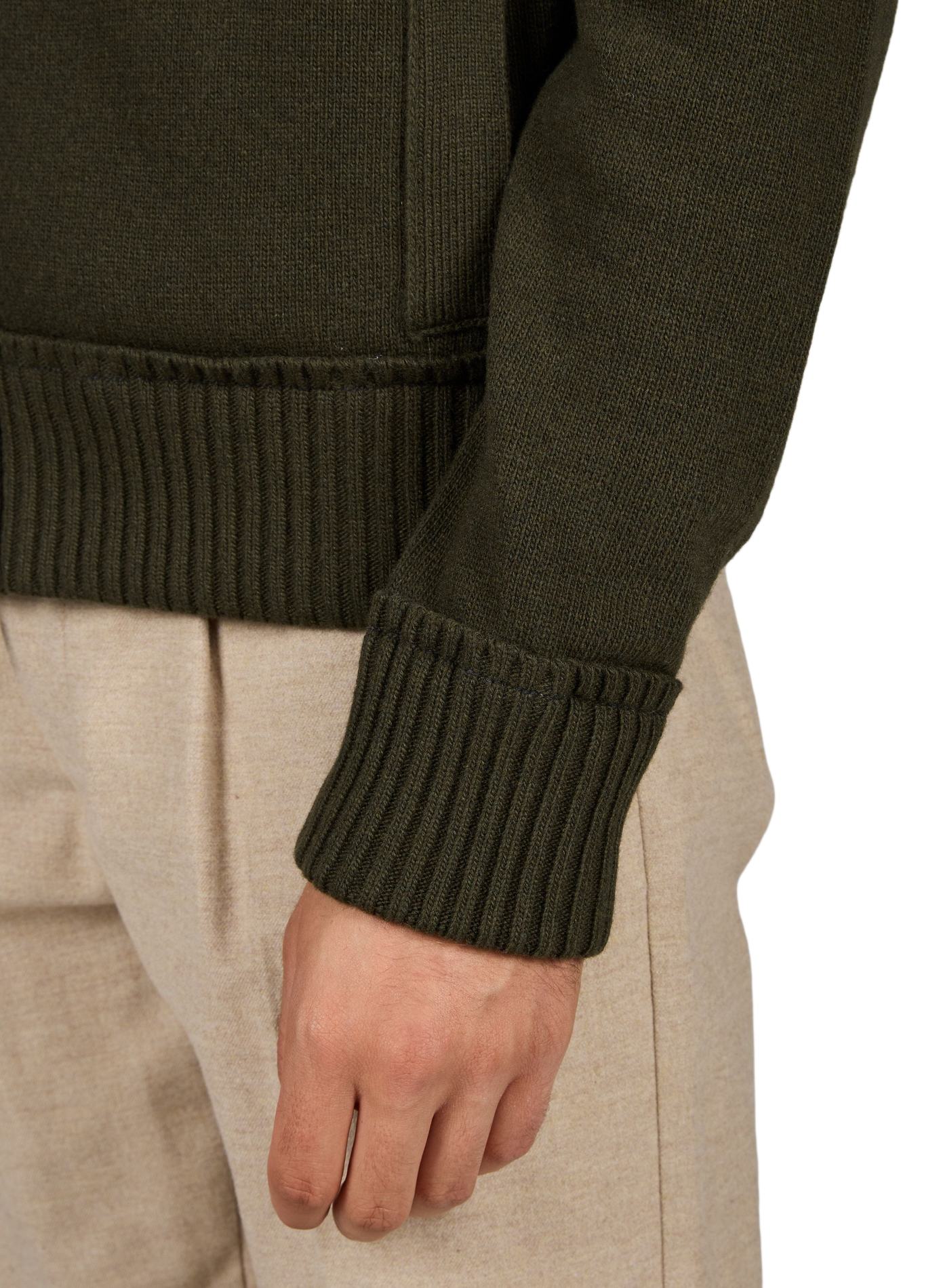 CARDIGAN ruimvallend gebreid met opstaande kraag van wol en kasjmier MONCLER Groen