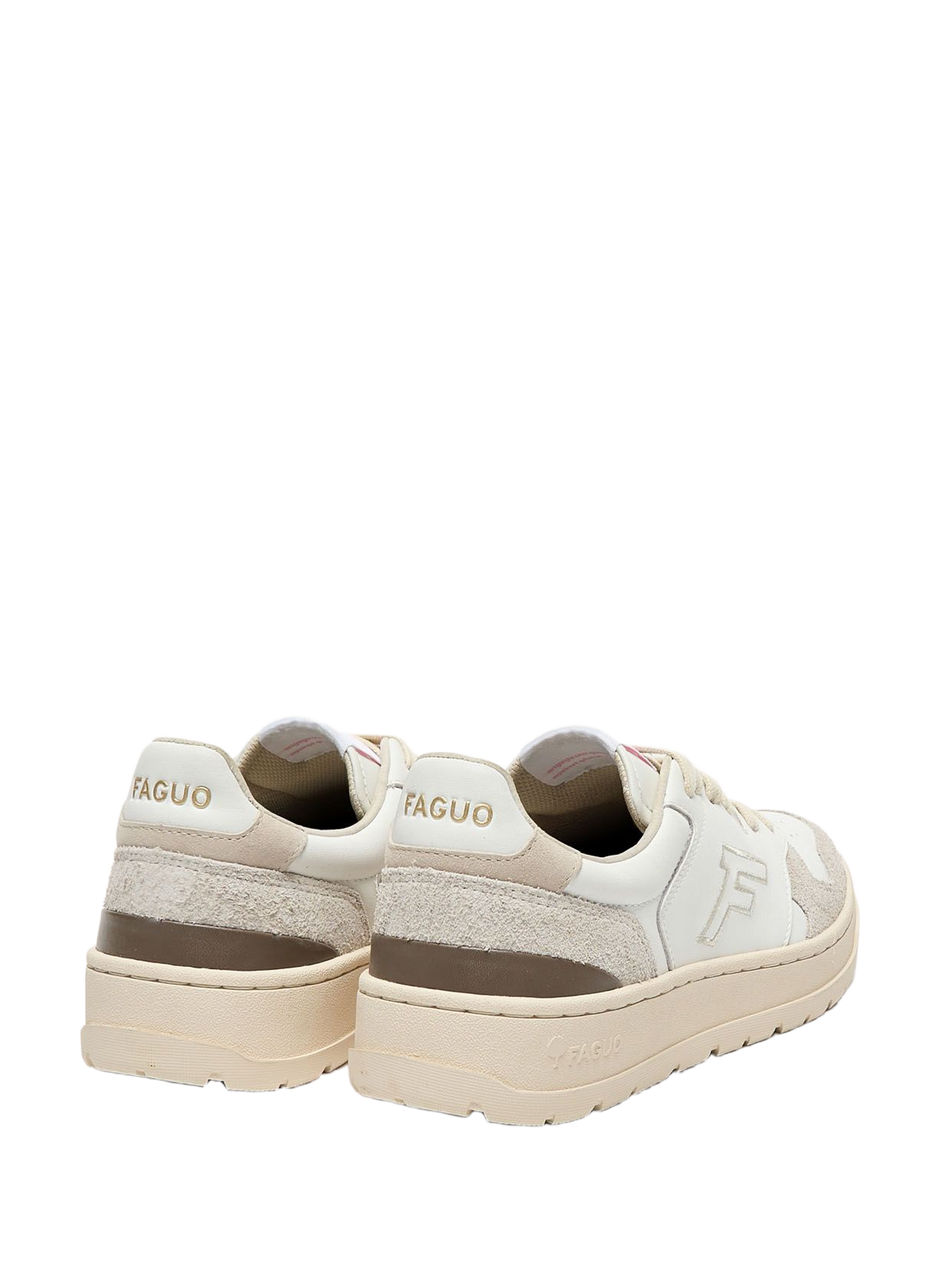 Mixed leather low-top sneakers FAGUO Beige