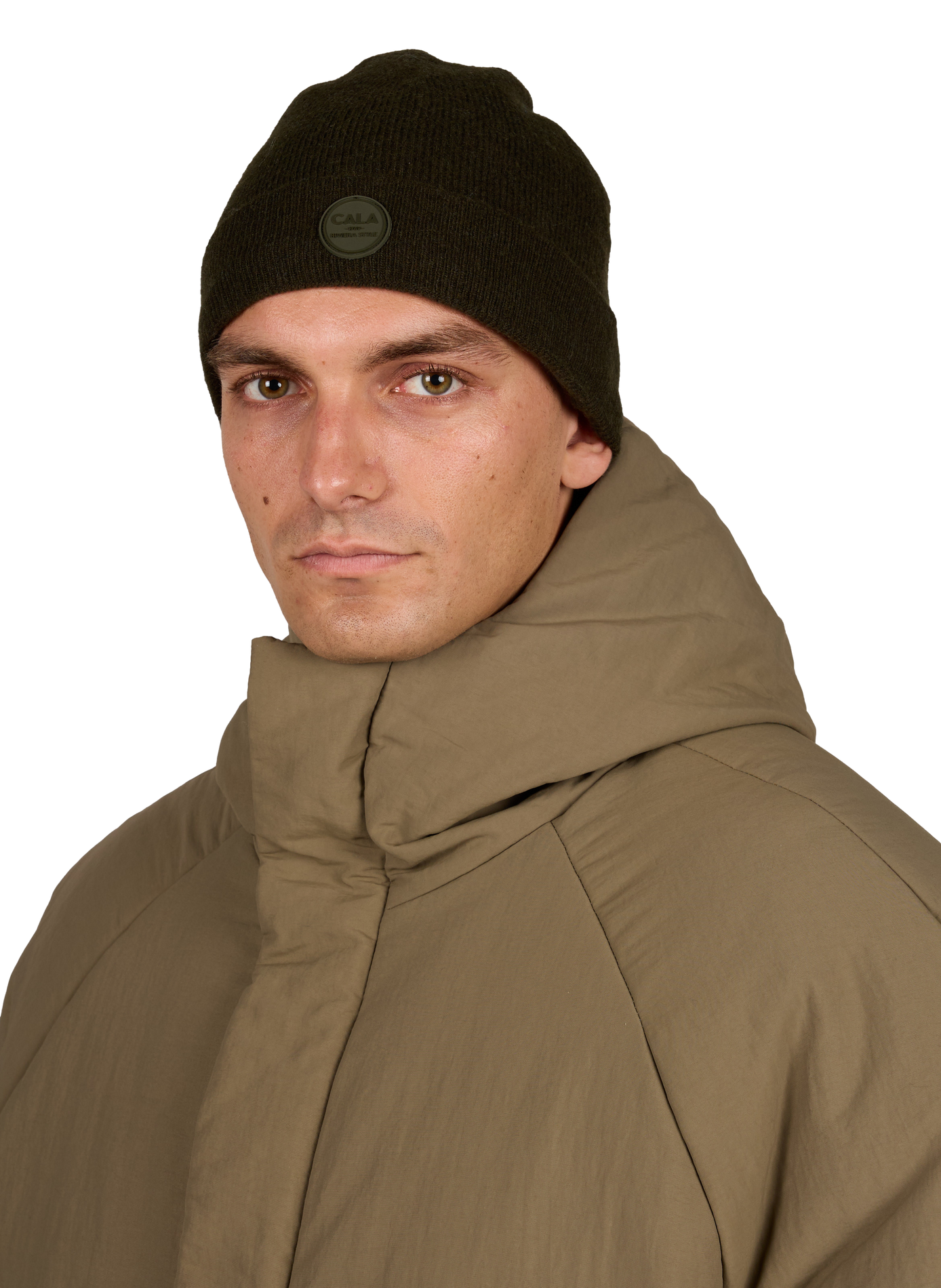 Ribbed turn-up beanie in a wool blend 1789 CALA Khaki