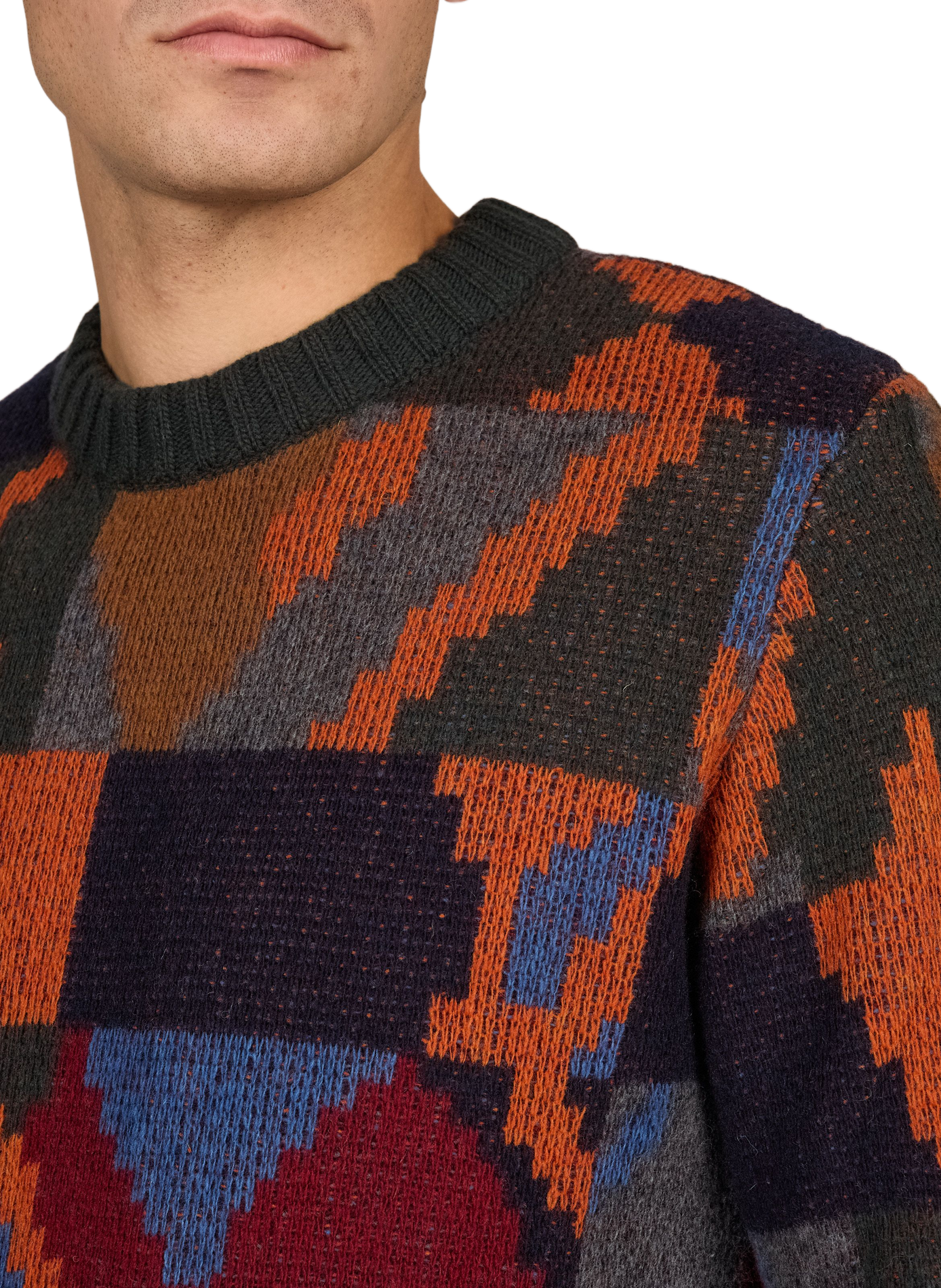 Printed crew-neck wool sweater THINKING MU Multicolour