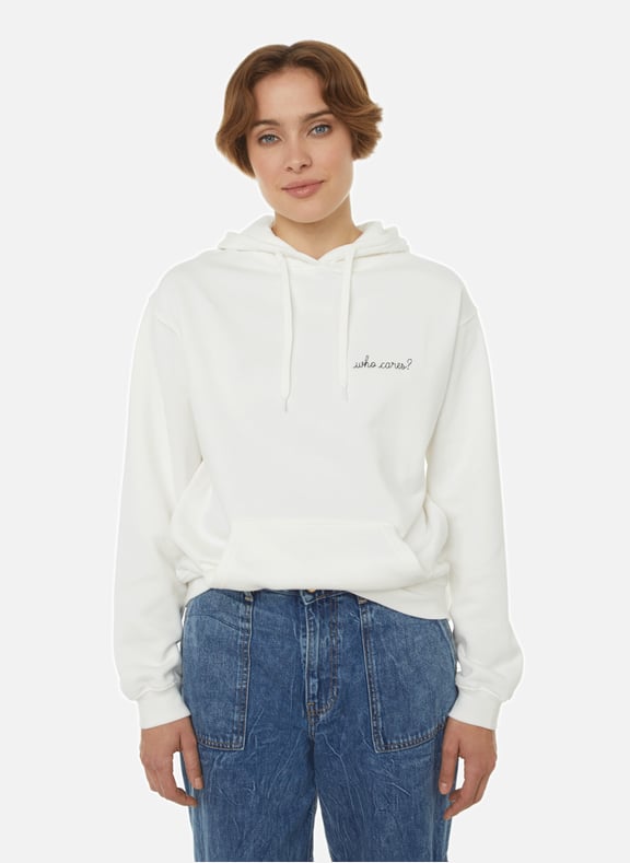 Hoodie Who cares Blanc by MAISON LABICHE MAISON LABICHE Hoodie Who cares Blanc