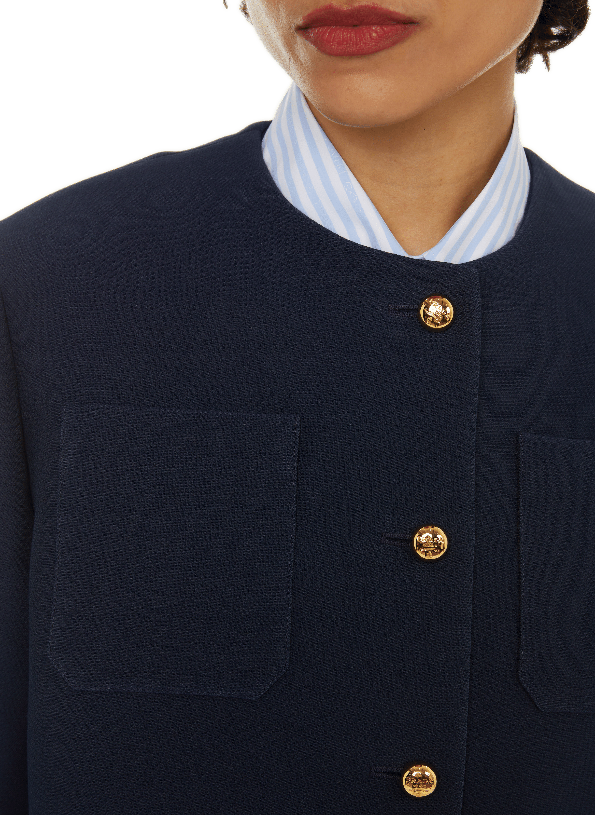 Short wool and silk jacket PRADA Blue