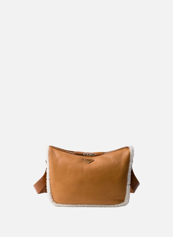 Sac à bandoulière en peau de mouton Marron by PRADA PRADA Sac à bandoulière en peau de mouton Marron