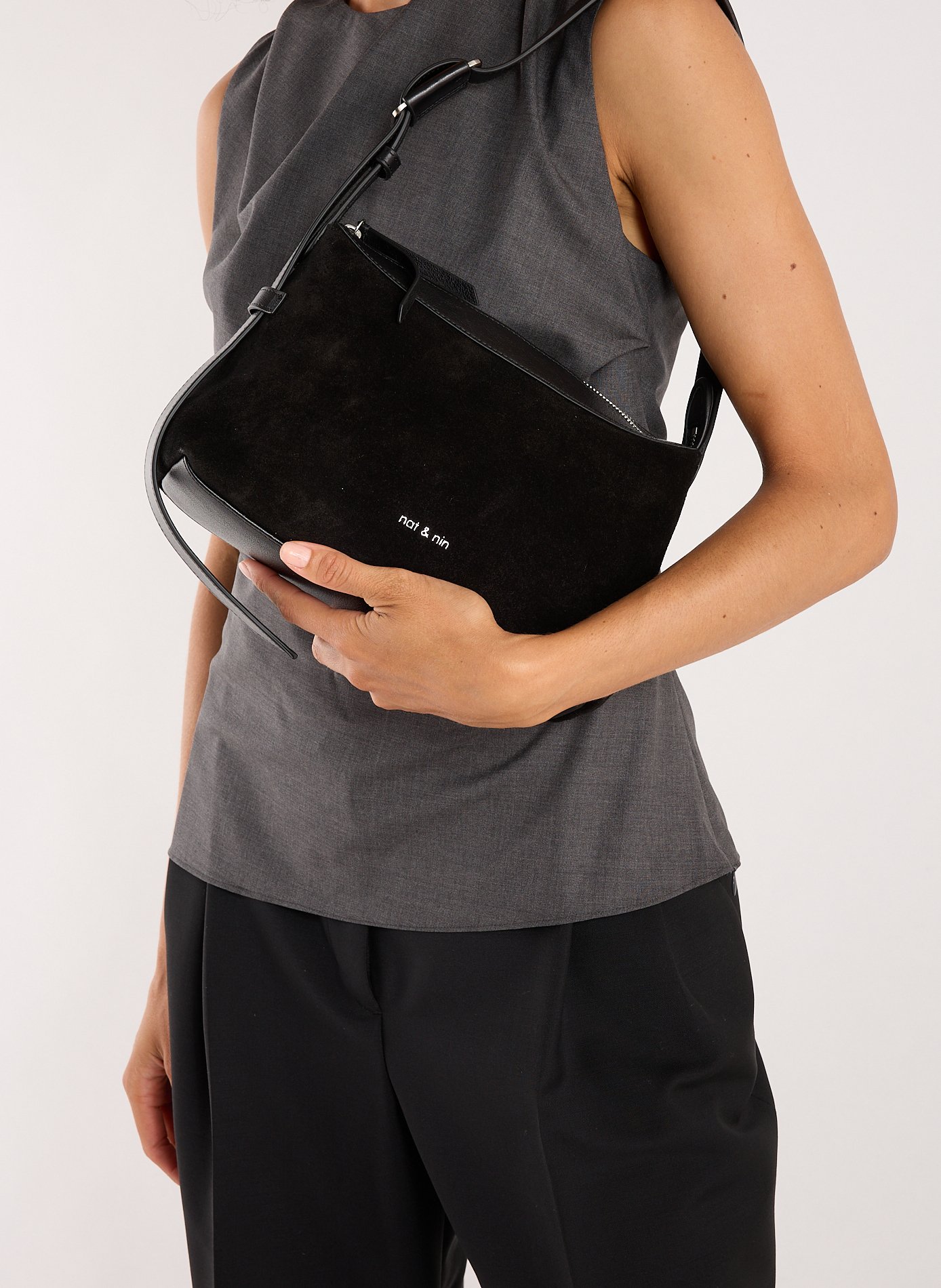 Bowie leather handbag NAT & NIN Black