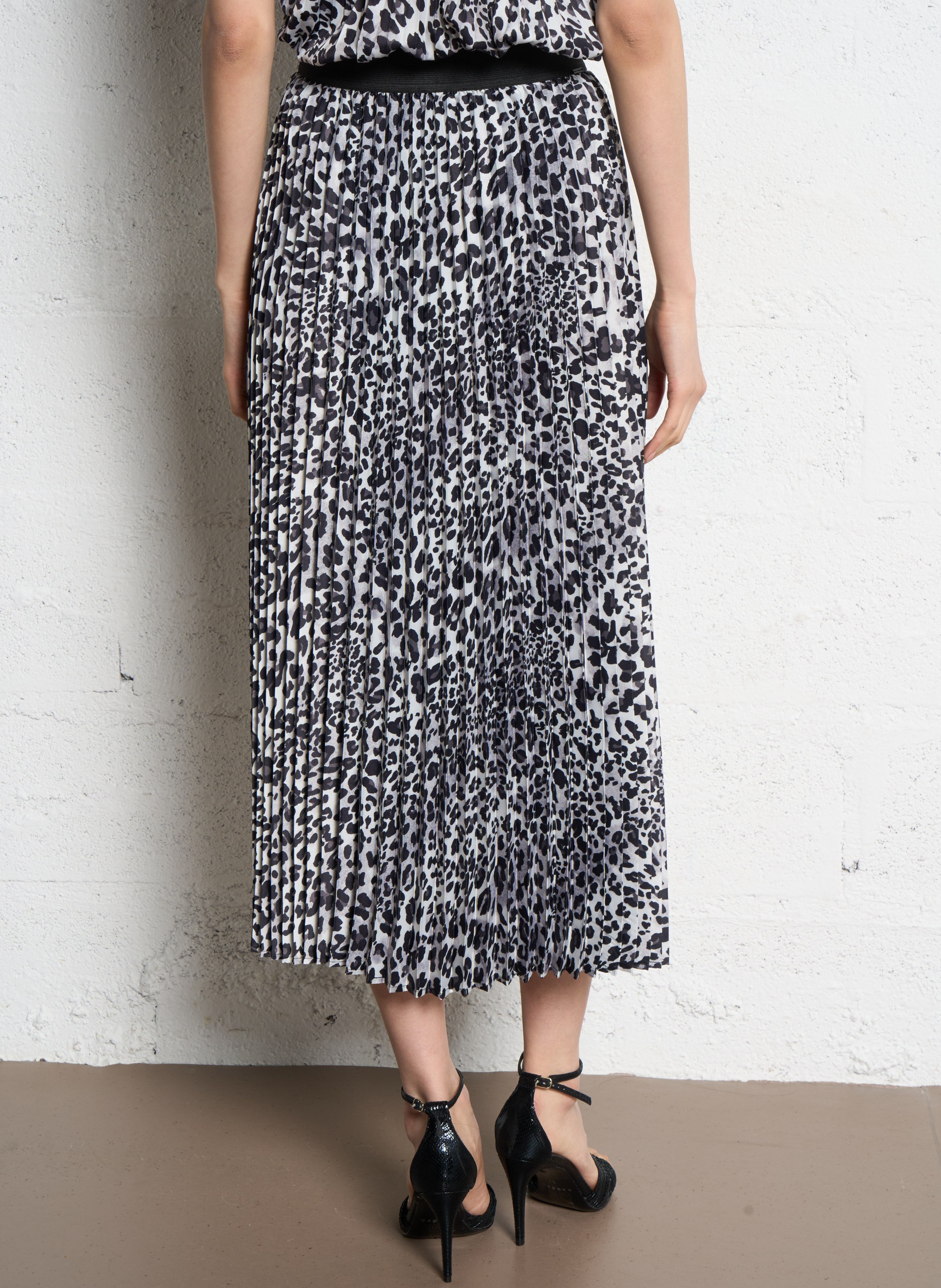 Jupe midi évasée IKKS Gris