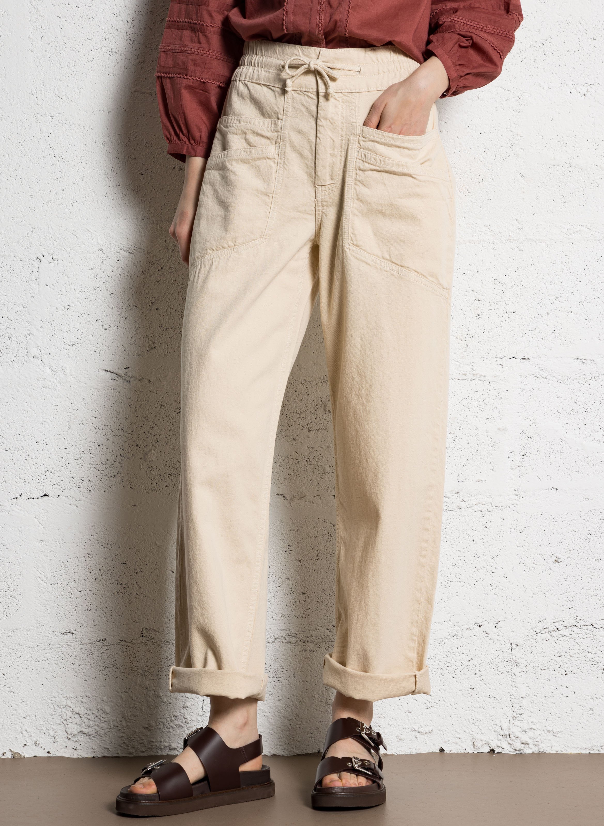 Pantalon droit en coton mélangé fima BA&SH Beige