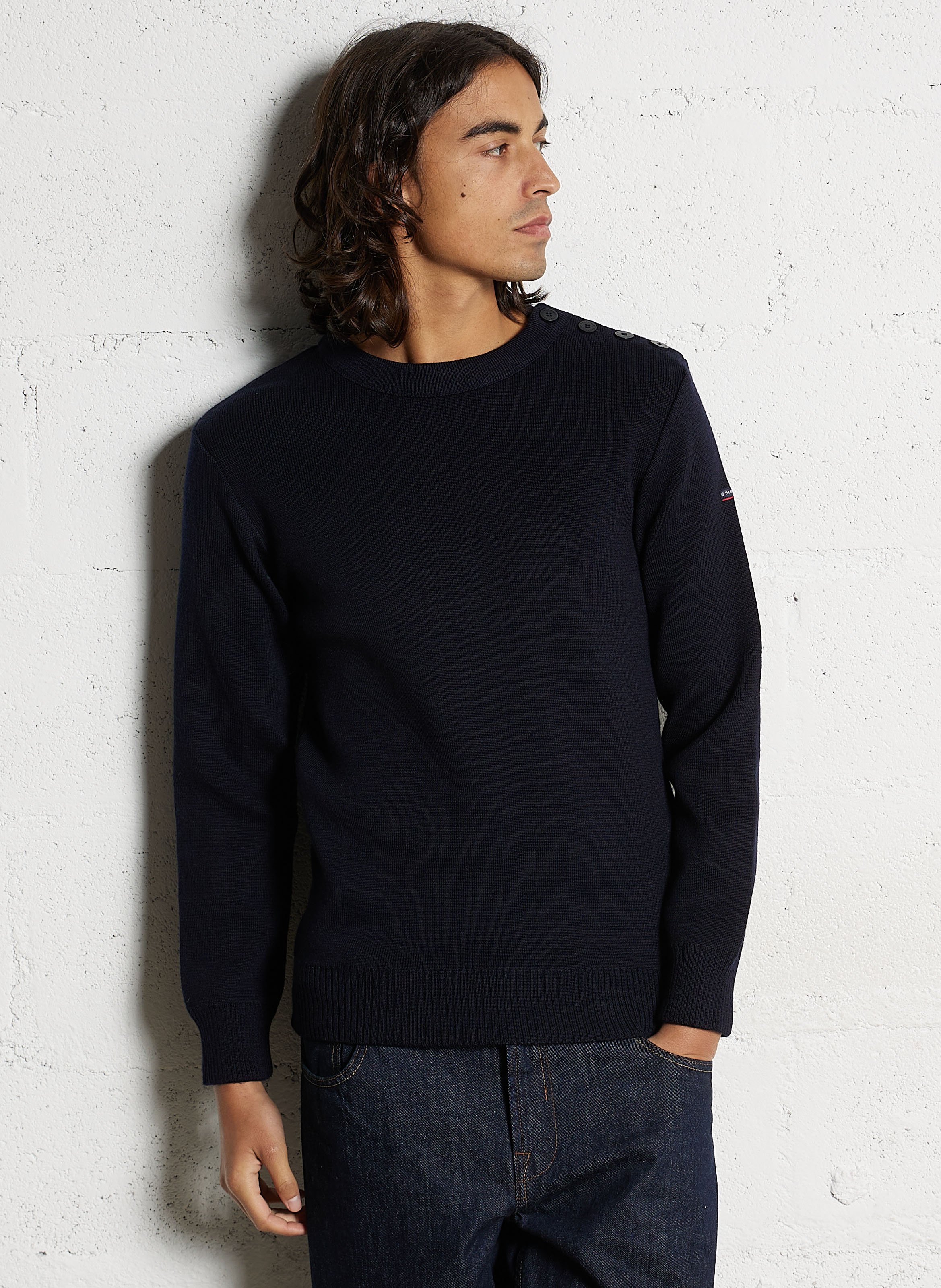 Pull droit col rond en laine gavrinis ARMOR-LUX Bleu
