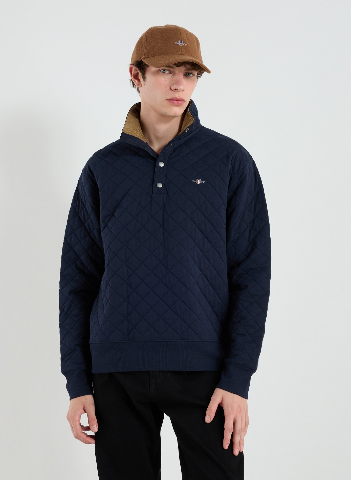 GANT High-neck blended cotton sweatshirt Blue