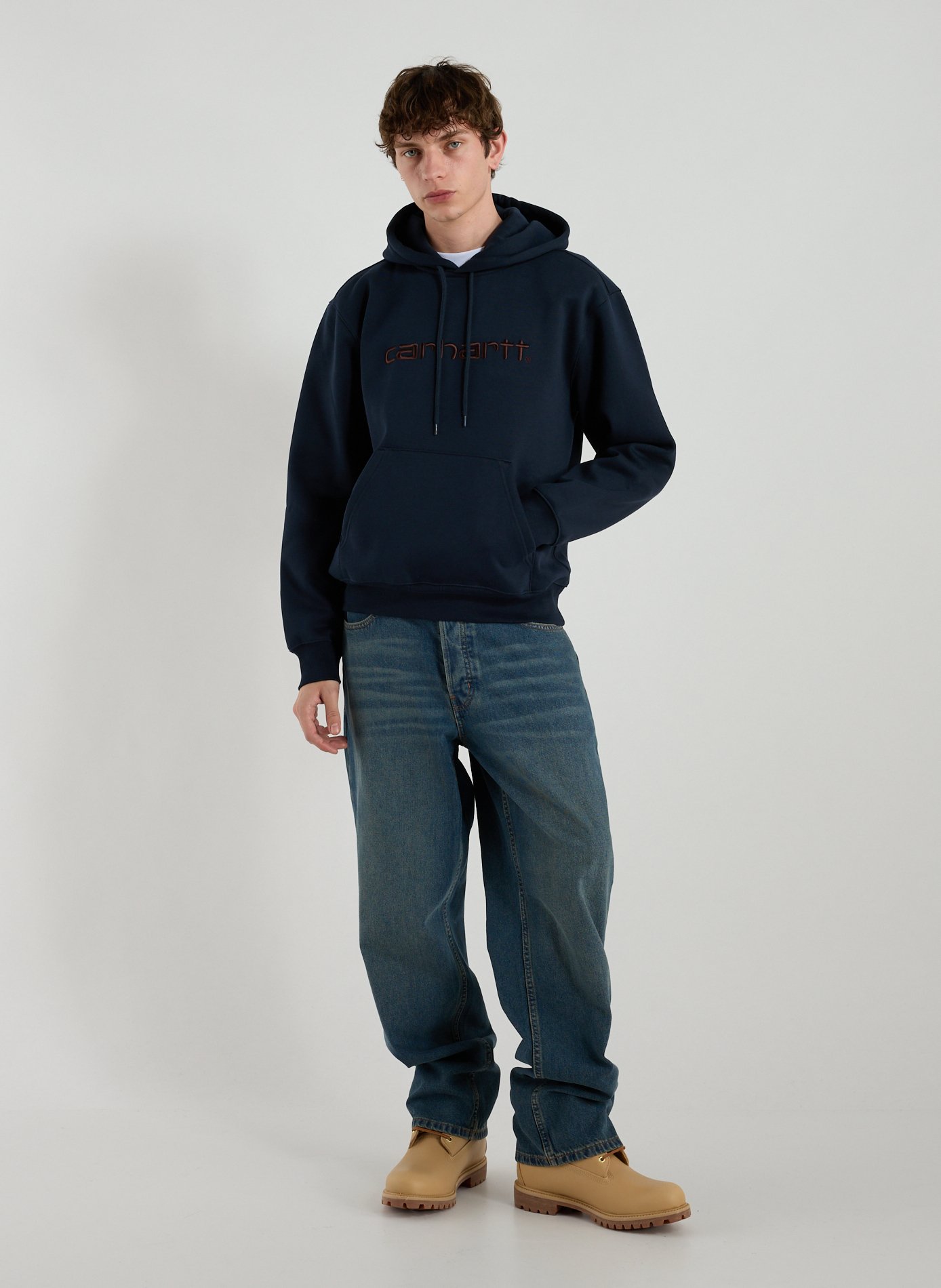 Oversized embroidered cotton sweatshirt CARHARTT WIP Blue