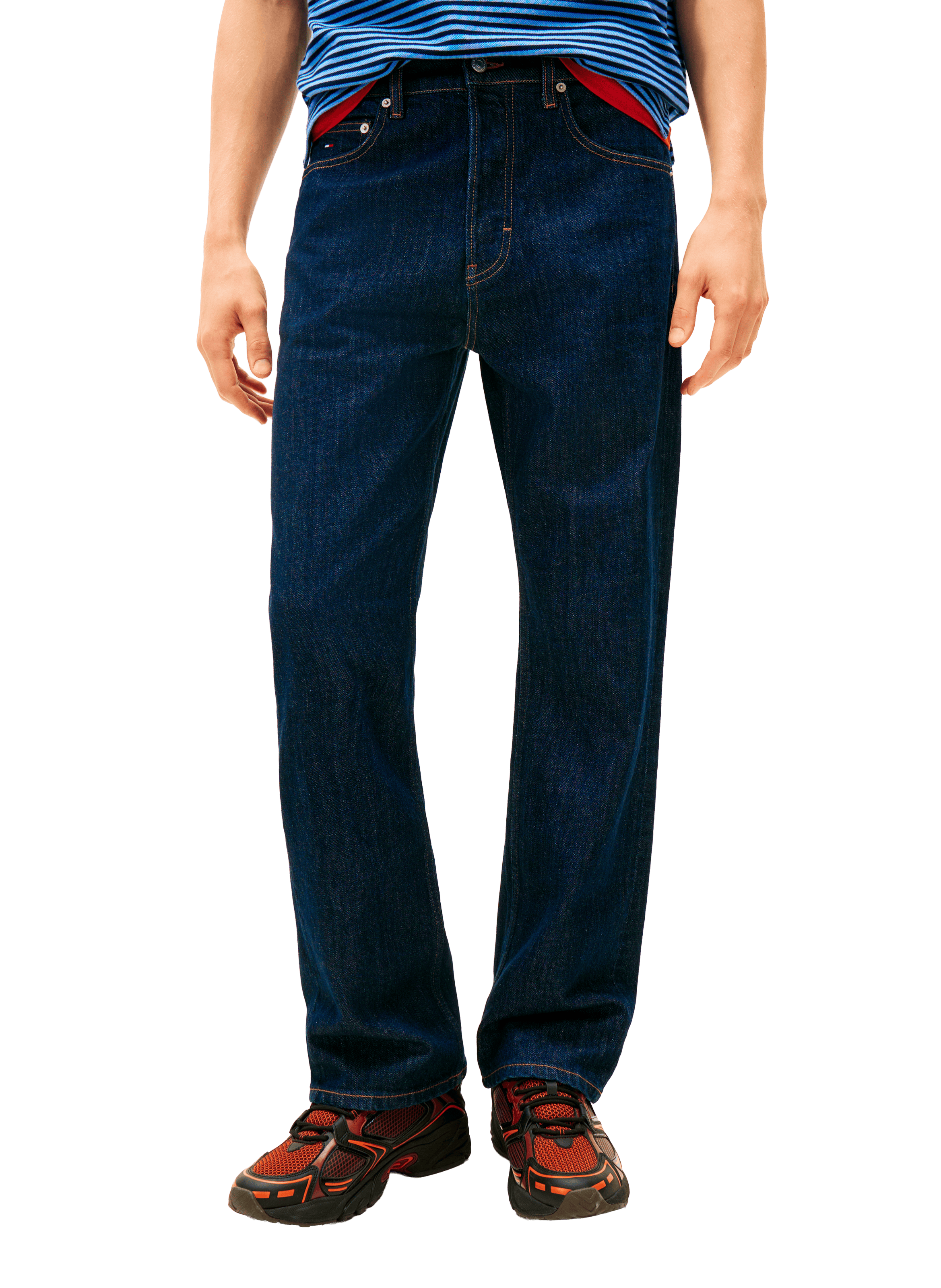 Jean coupe droite en coton TOMMY HILFIGER Bleu