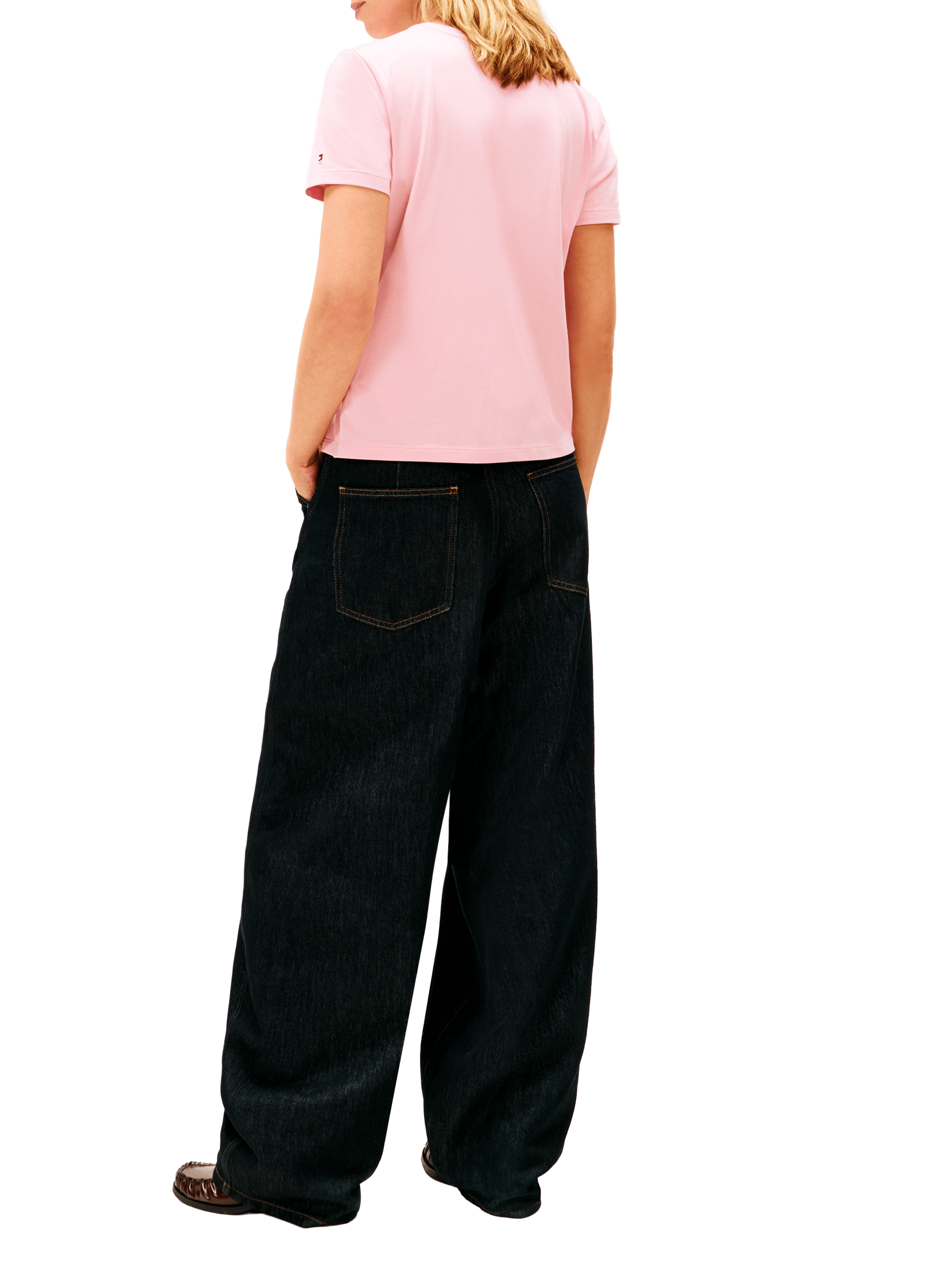 T-shirt manches courtes en coton mélangé TOMMY HILFIGER Rose