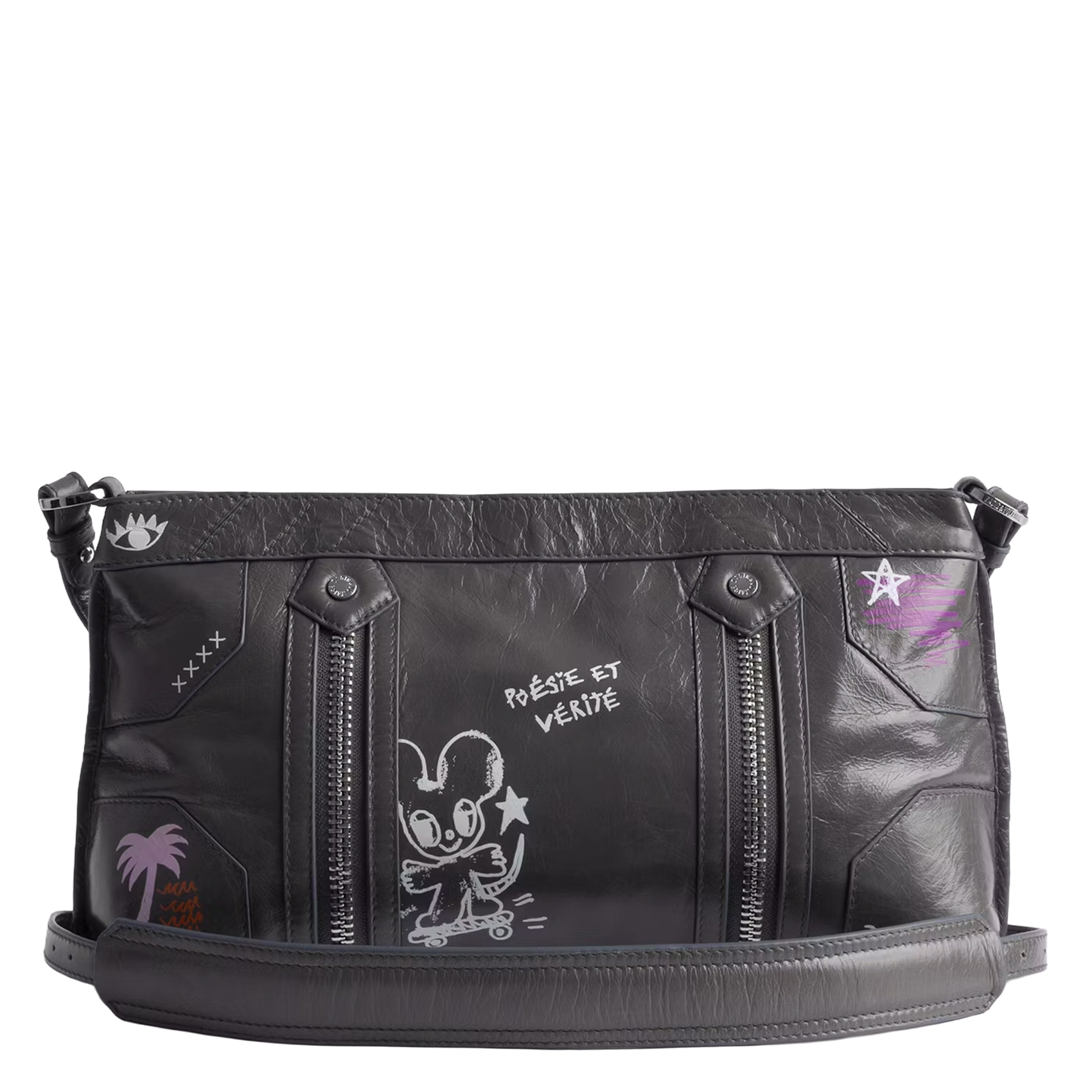 Sac bandoulière en cuir sunny moody ZADIG&VOLTAIRE Gris