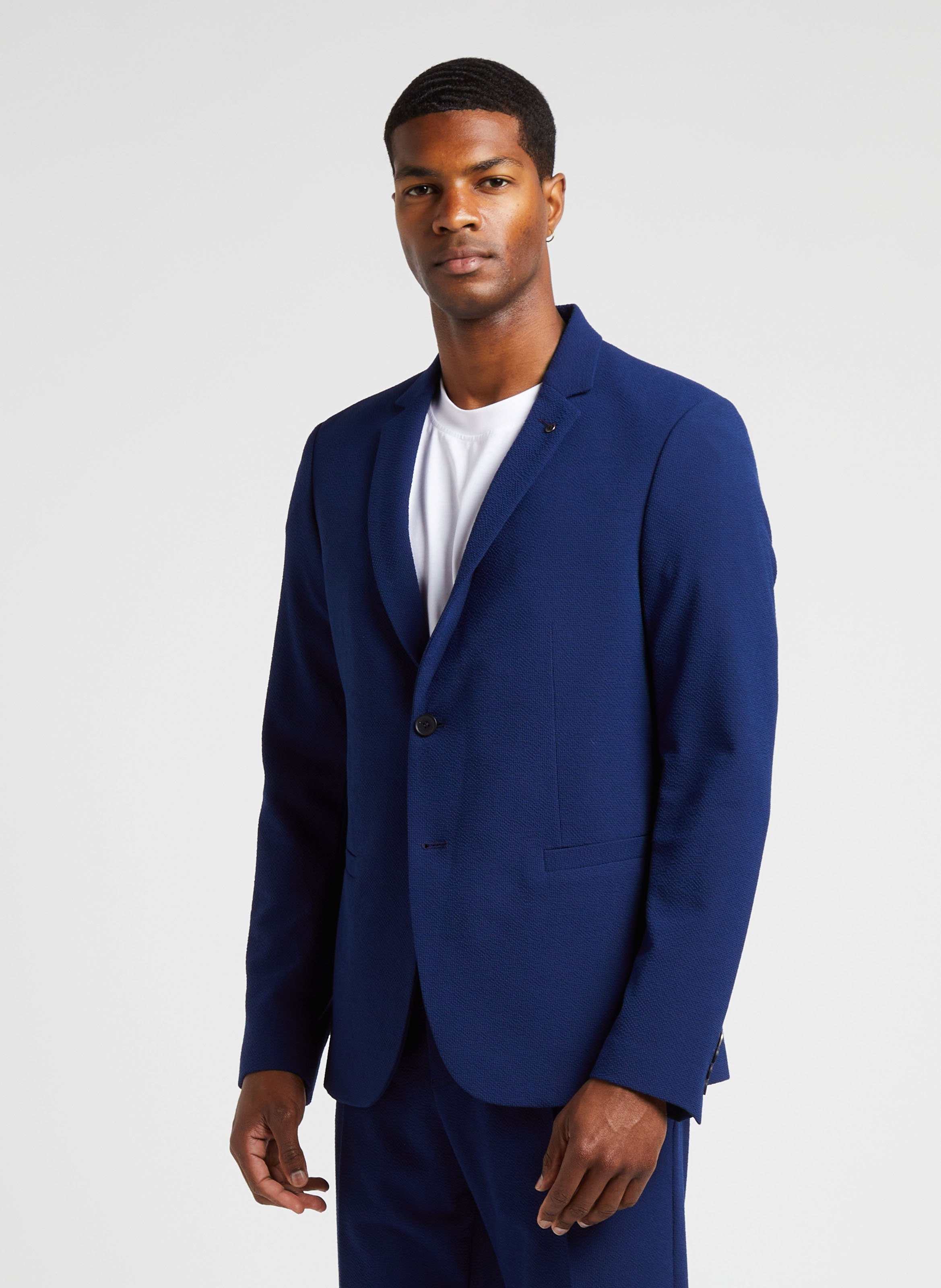 Veste de costume col tailleur texturée IKKS Bleu