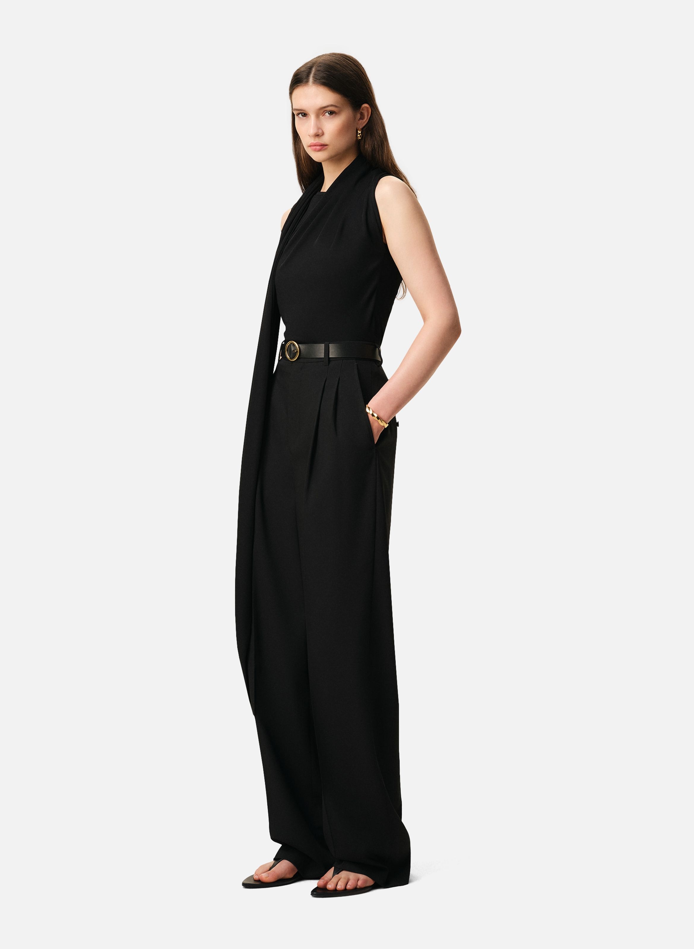 Haut lavallière sans manches en jersey AMI PARIS Noir