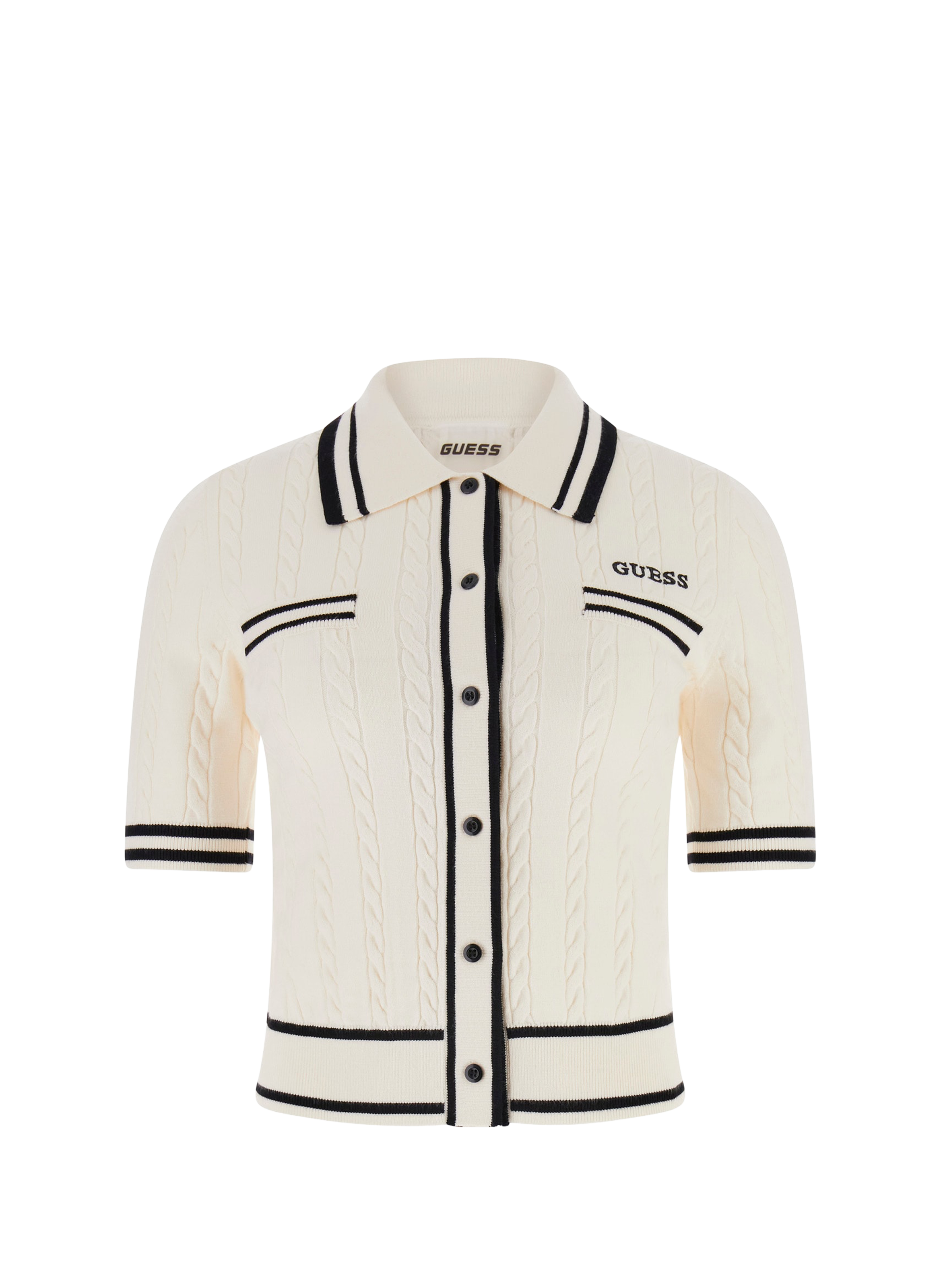 Top côtelé à boutons GUESS Beige