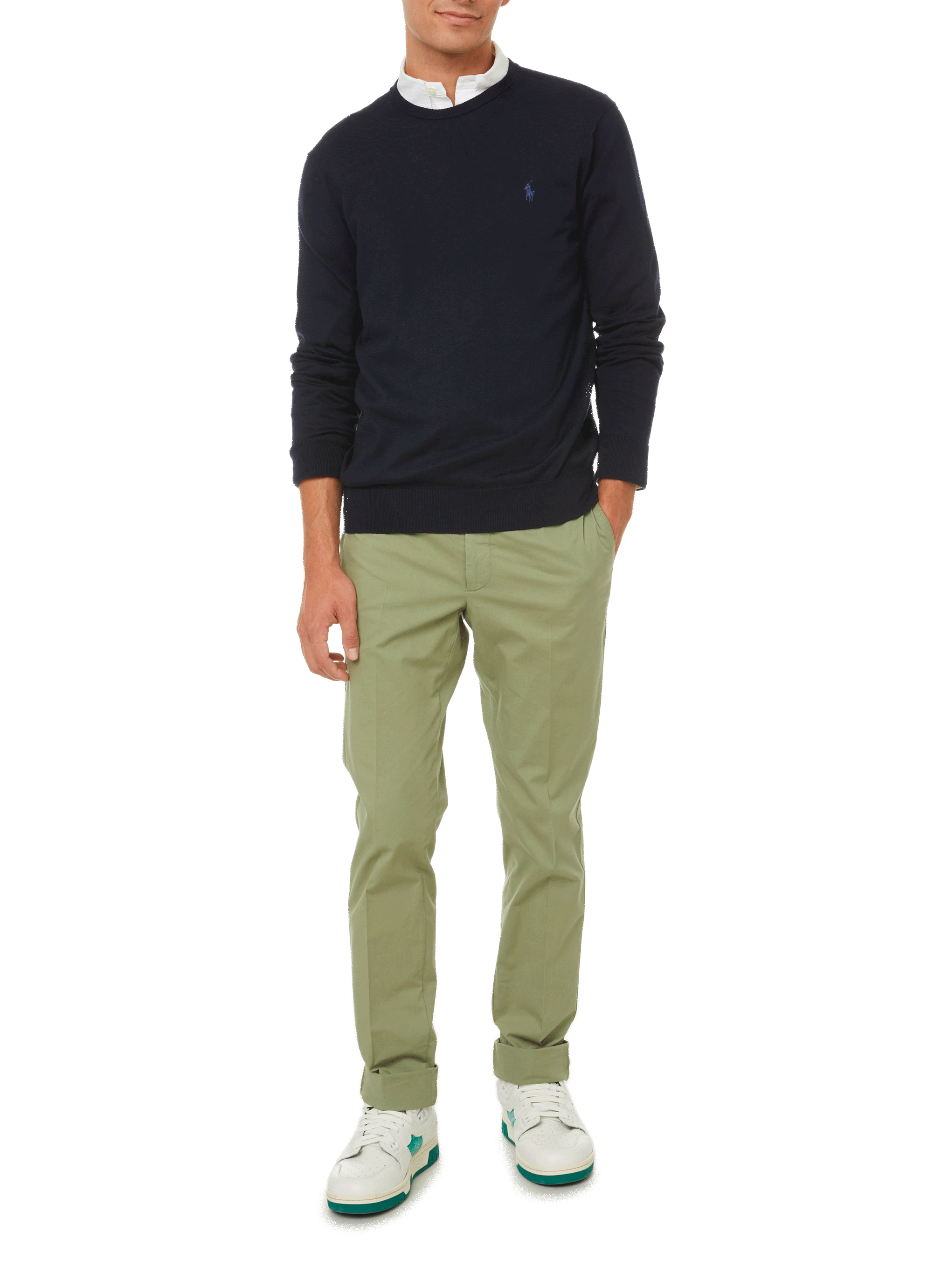 Pull col rond en coton POLO RALPH LAUREN Bleu