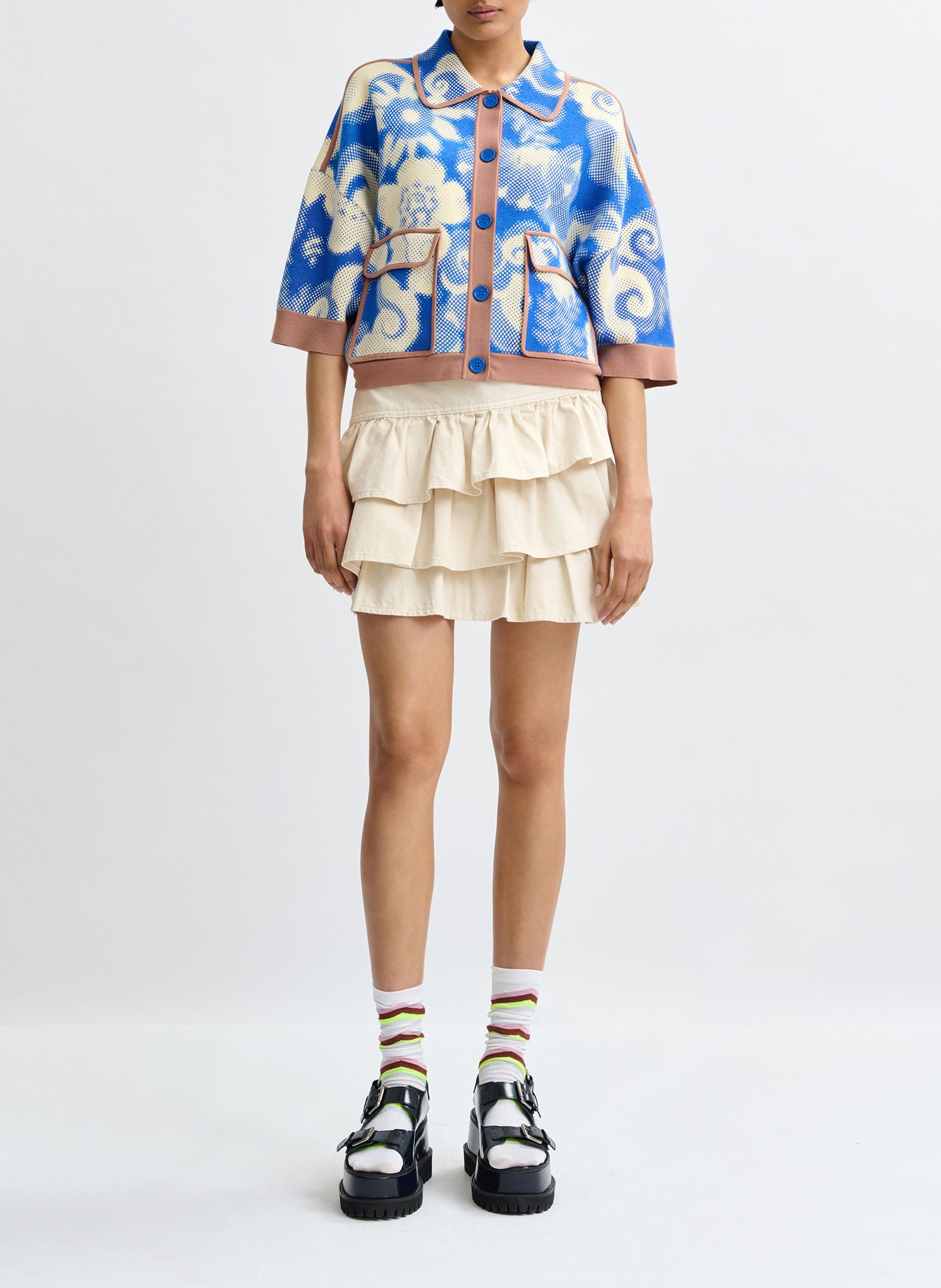 Cardigan ample fleuri manches 3/4 Joly ESSENTIEL ANTWERP Blanc