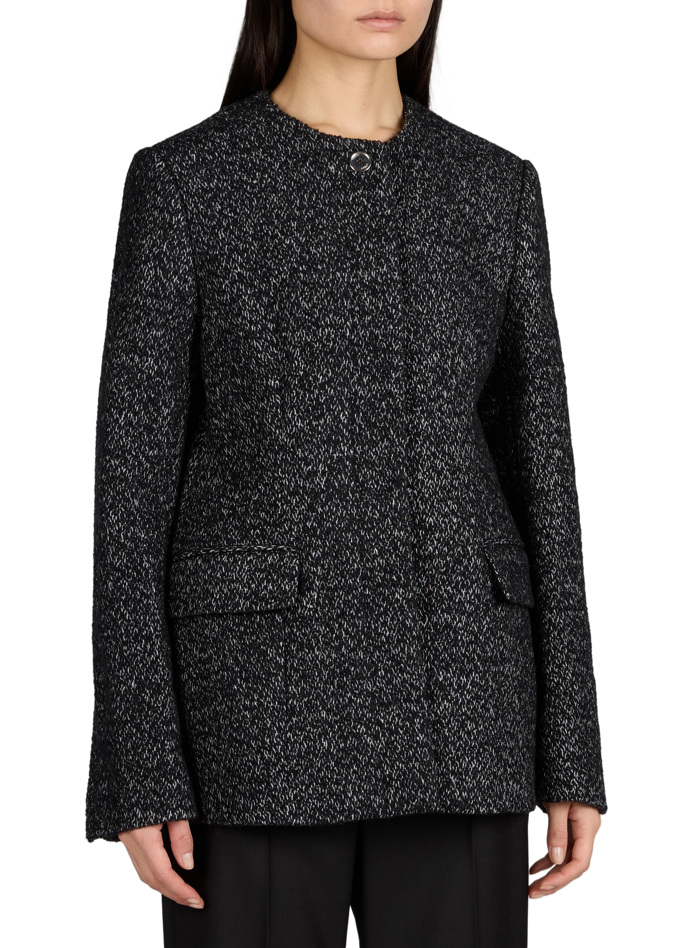 Veste cintrée sans col en laine mélangée Multicolore TOTEME