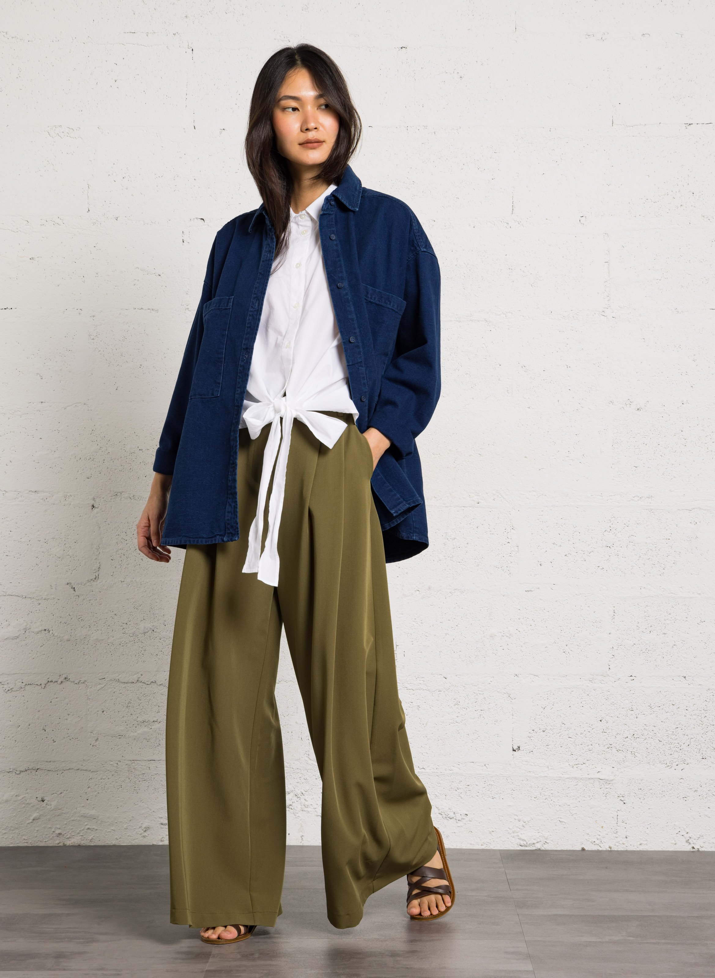 Chemise oversize boutonnée en denim comow AMERICAN VINTAGE Bleu