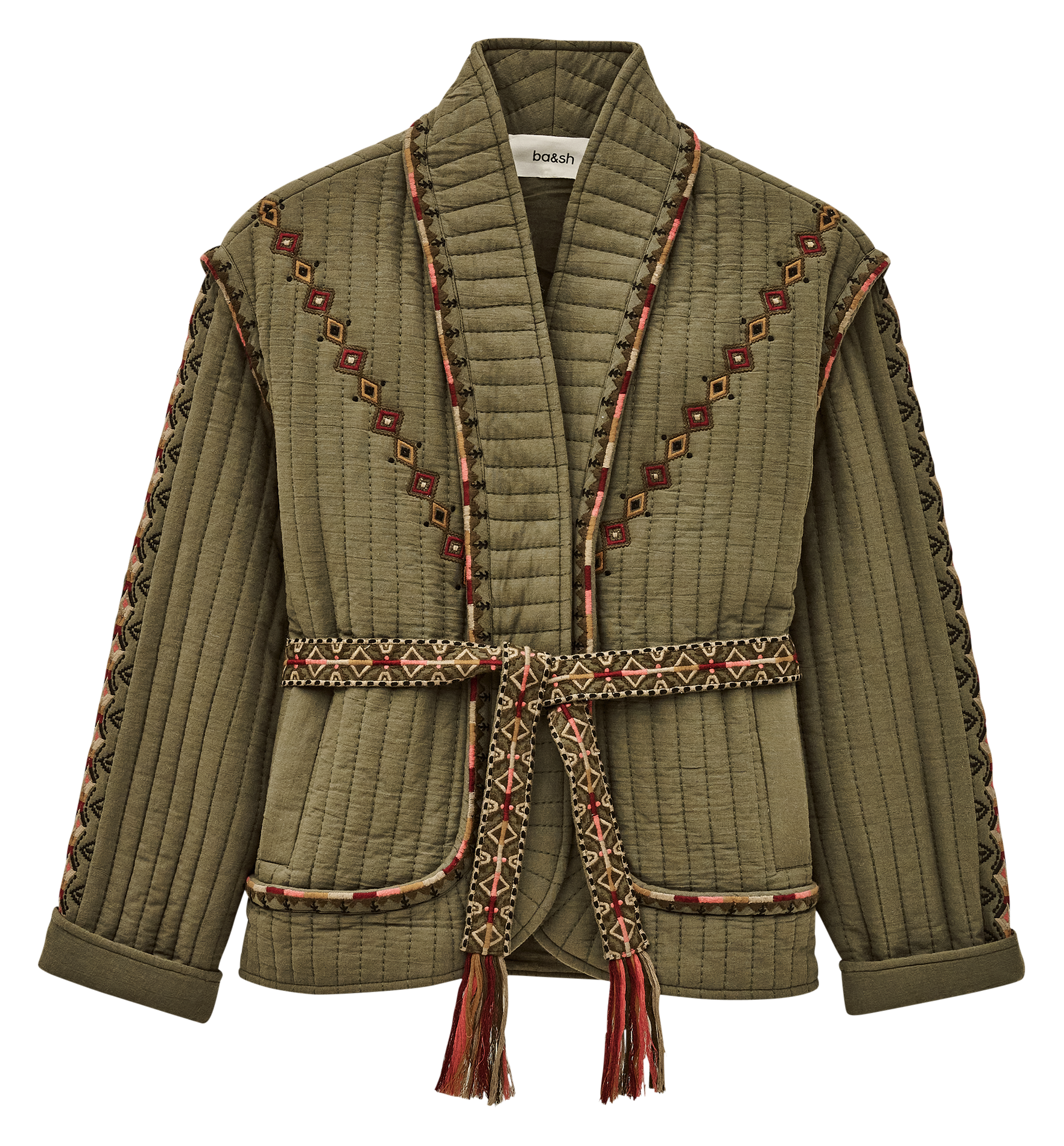 Veste col châle en coton cocoon BA&SH Kaki