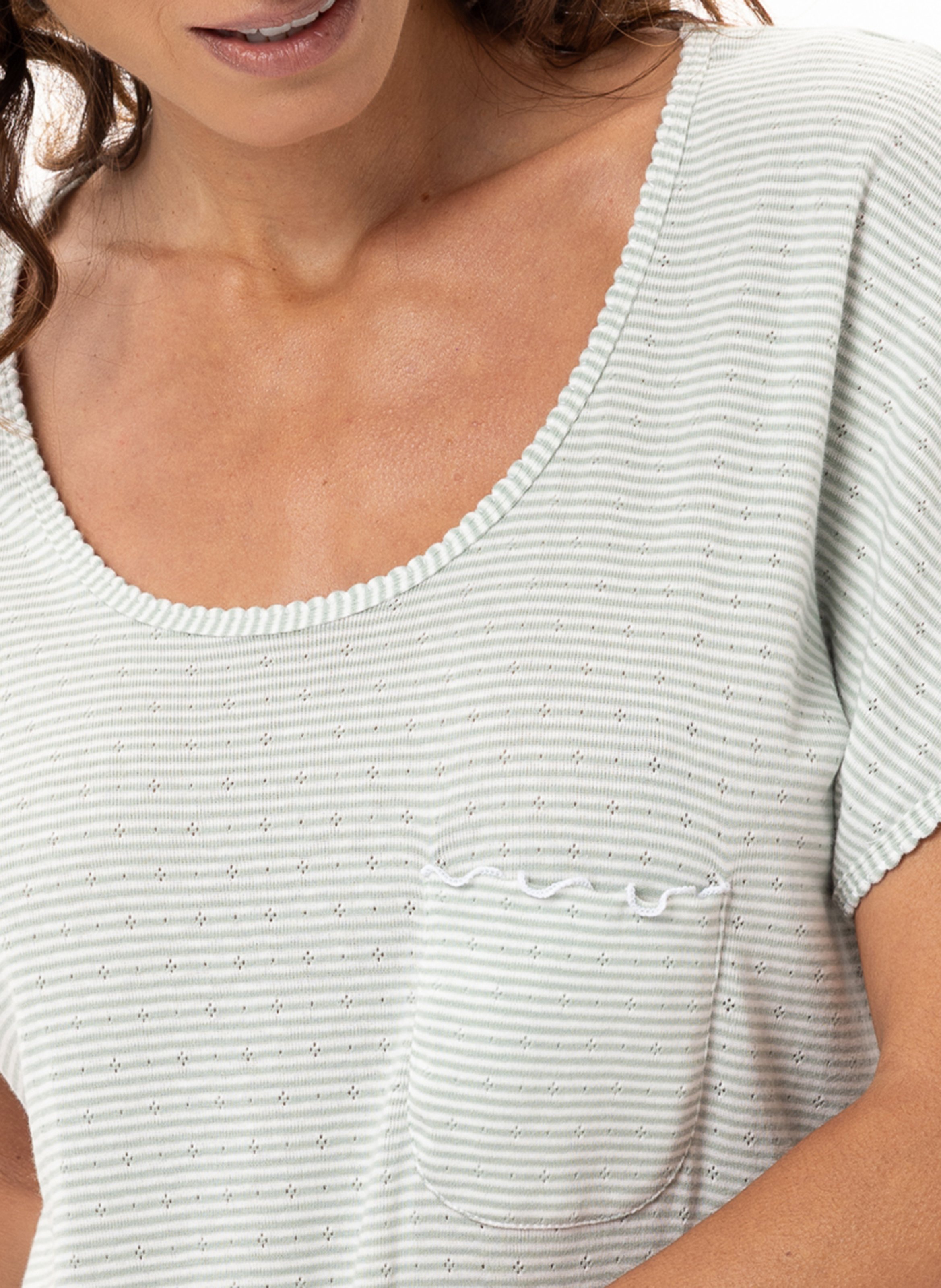 Chemise de nuit en coton matcha 201 LE CHAT Multicolore