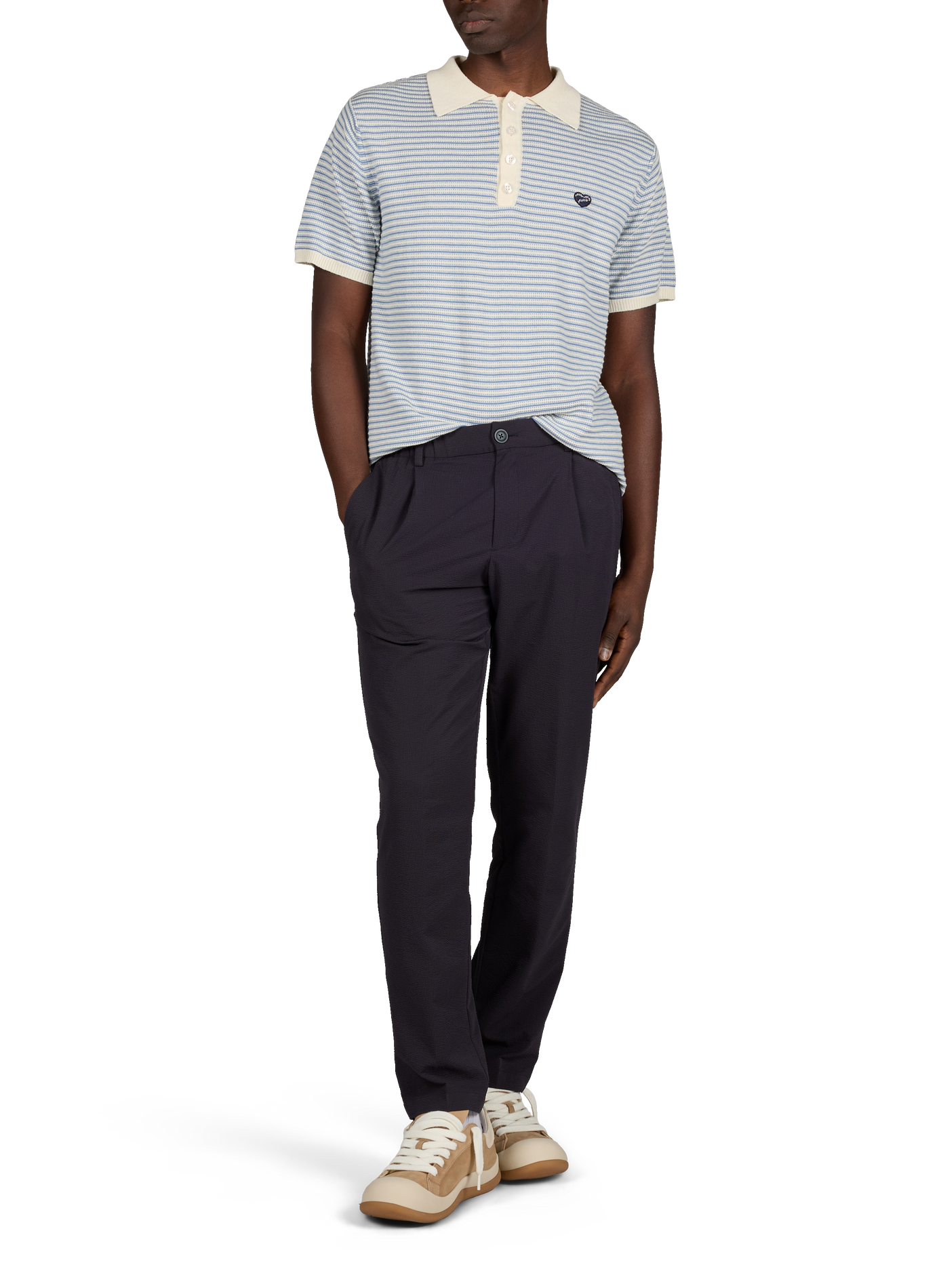 Le Polo Chapu en coton tricoté MAISON LABICHE Bleu