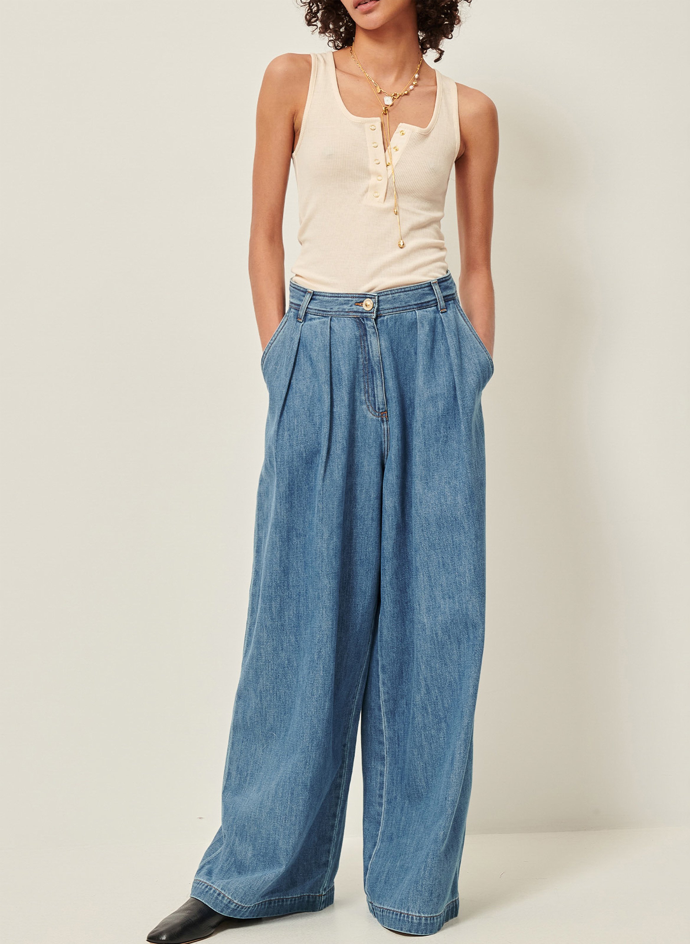 Débardeur ajusté en jersey uni camargo SESSUN Beige