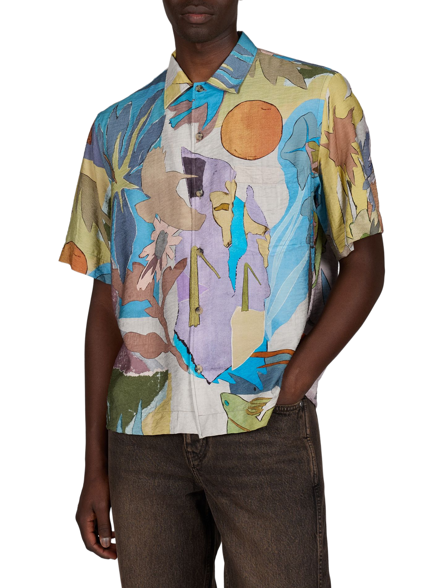 Short-sleeved shirt with floral print PAUL SMITH Blue