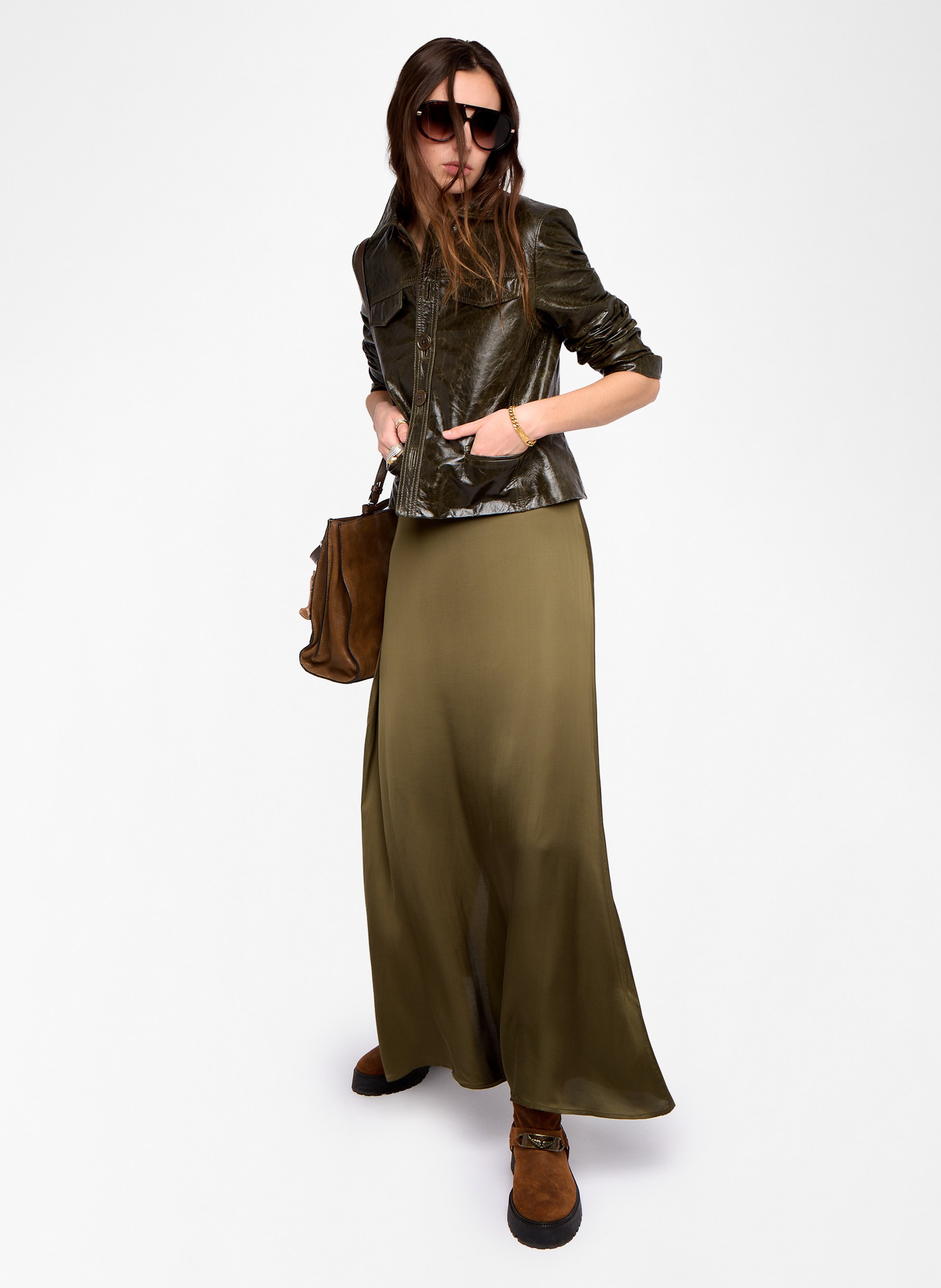 Jupe longue évasée fluide jimeno ZADIG&VOLTAIRE Kaki