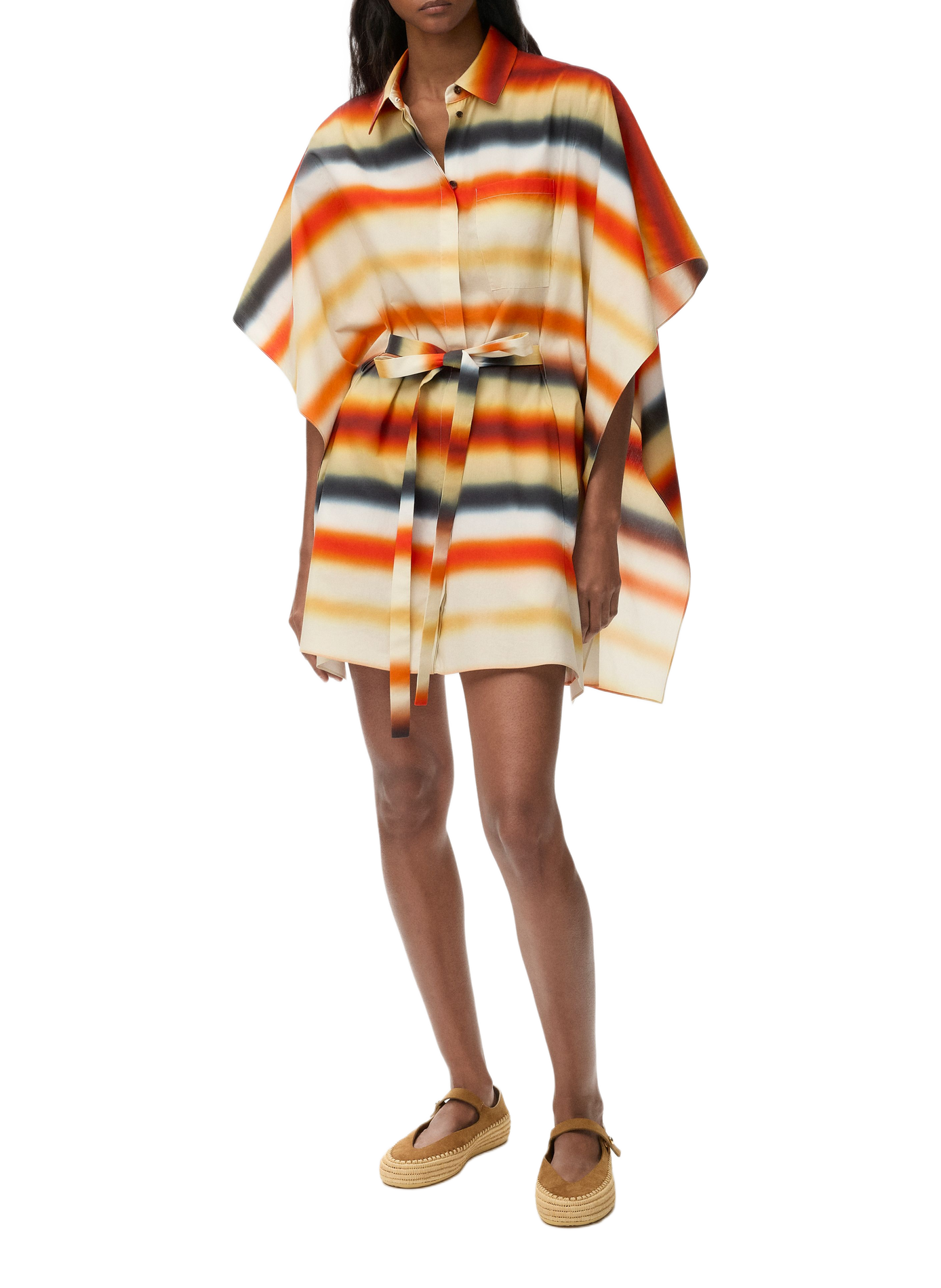 Caftan en popeline de coton rayée LOEWE Multicolore