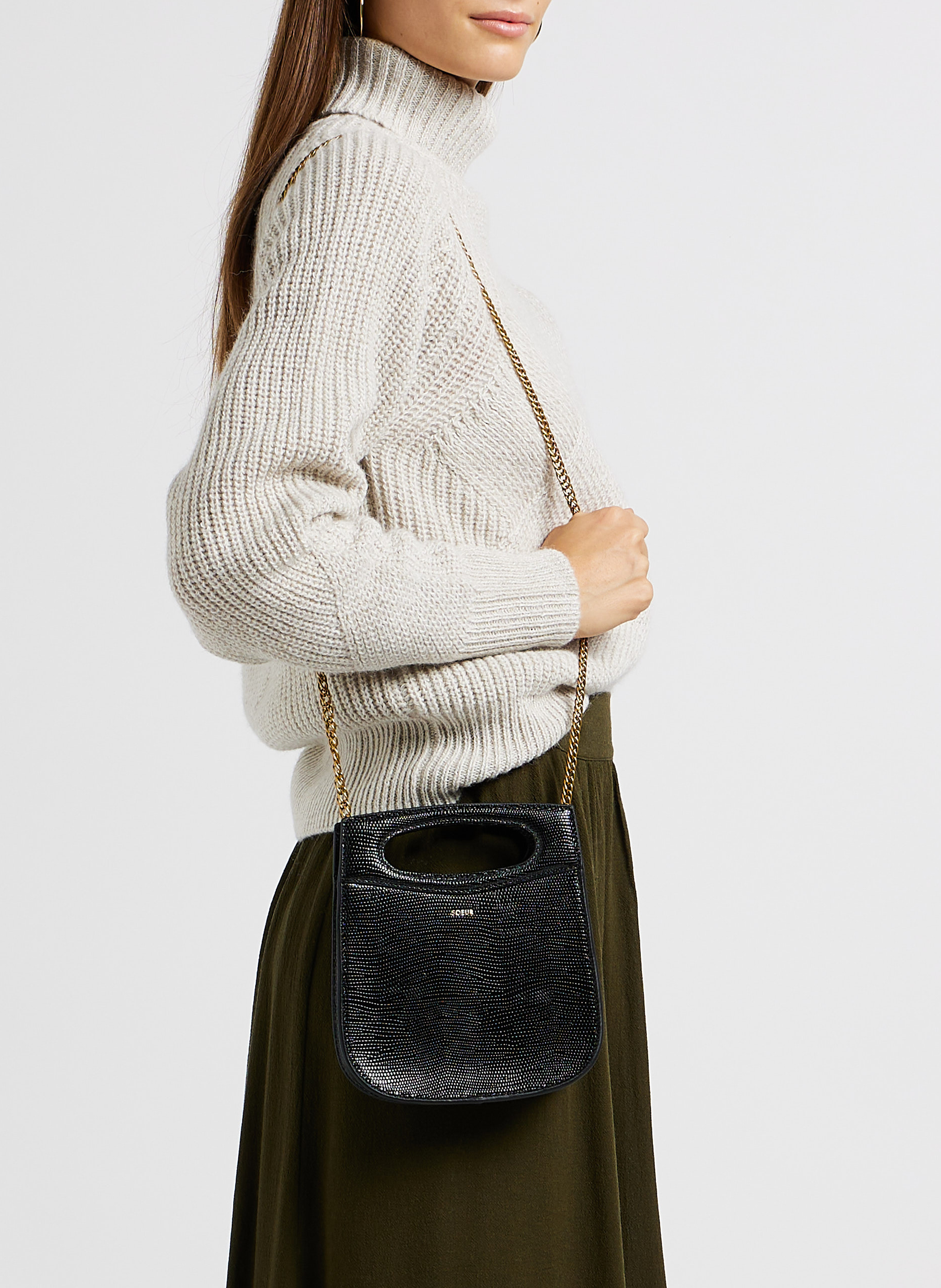 Sac bandoulière en cuir cheri mini SOEUR Noir