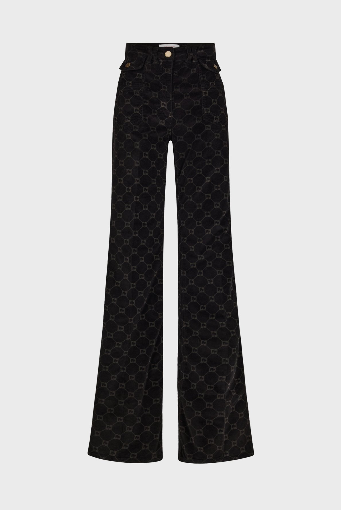 Jean flare en velours à monogramme - anna GERARD DAREL Noir