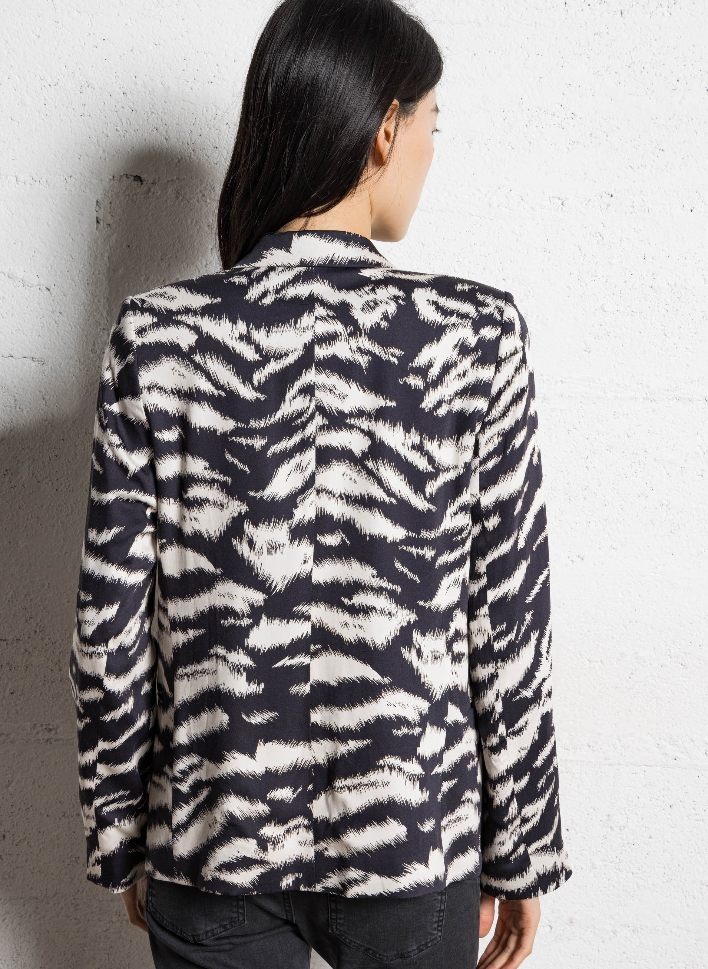 Veste de tailleur droite imprimée IKKS Noir