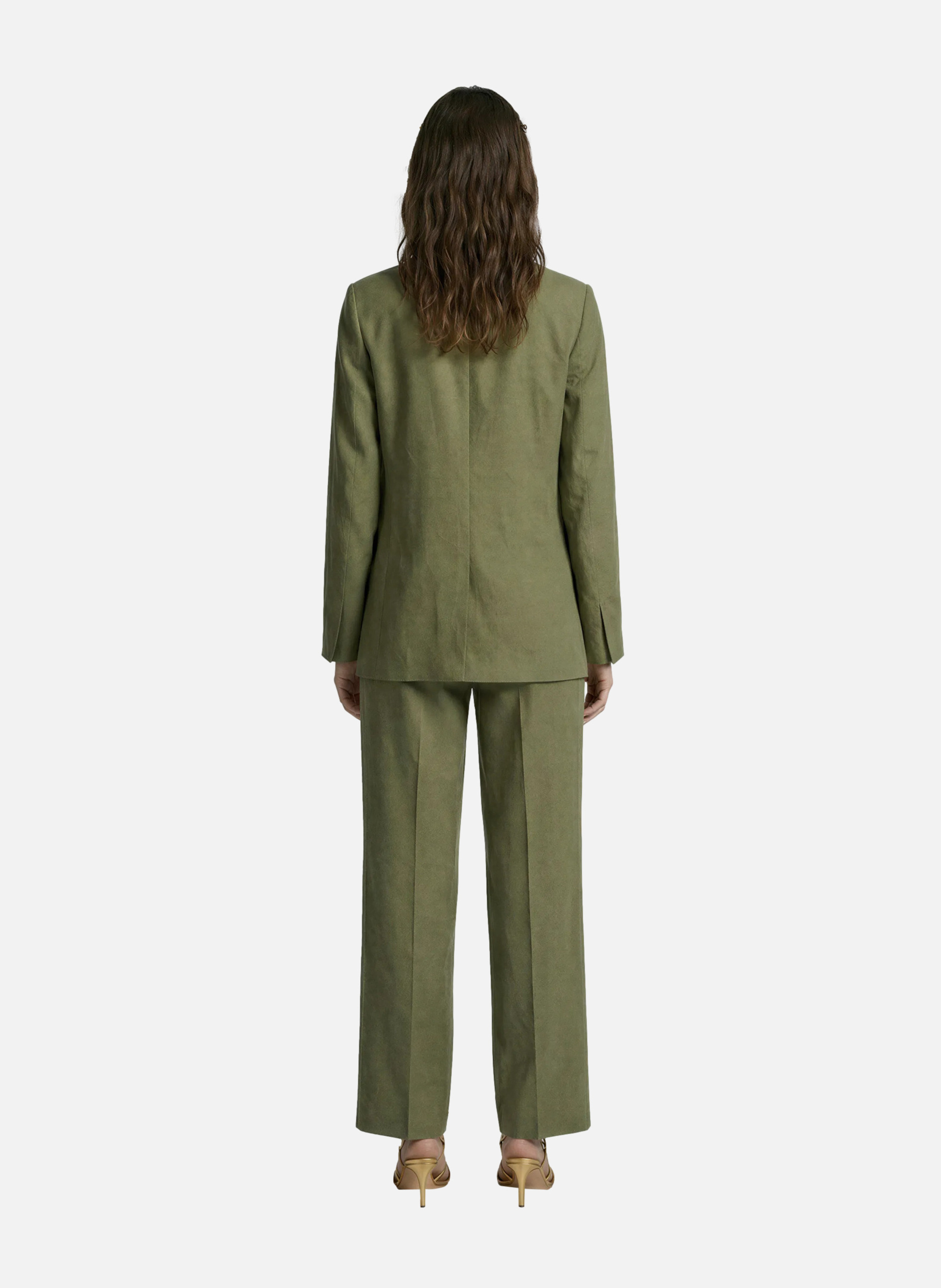 Pantalon de tailleur large en lin THE KOOPLES Vert