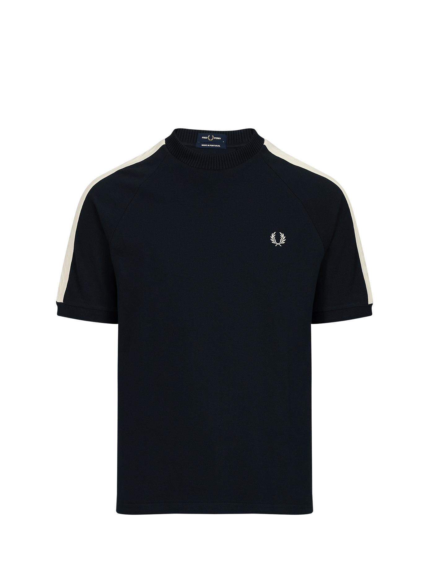 T-shirt à bandes contrastantes torsadées en piqué de coton FRED PERRY Bleu