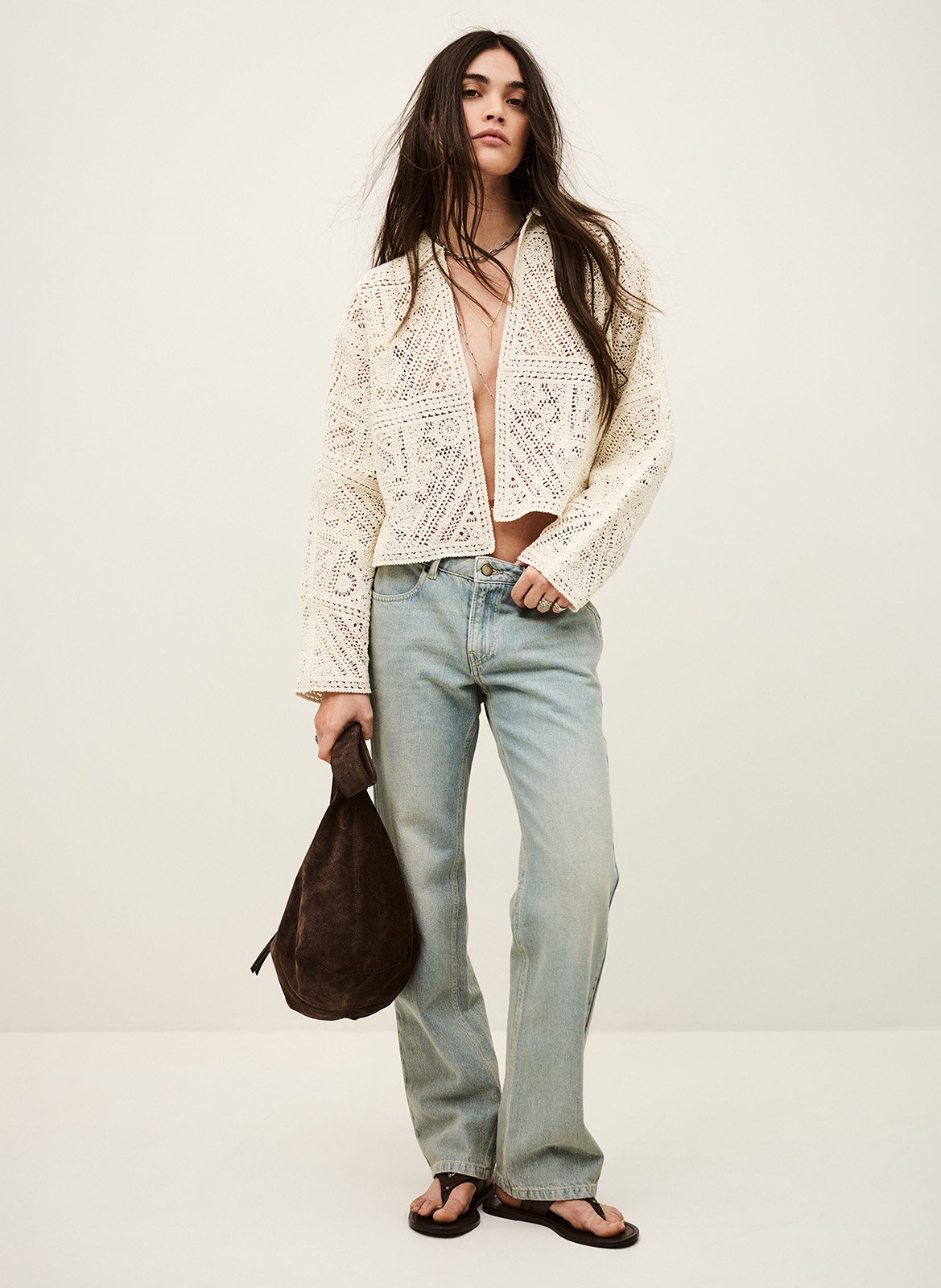 Veste courte en crochet fany BA&SH Beige
