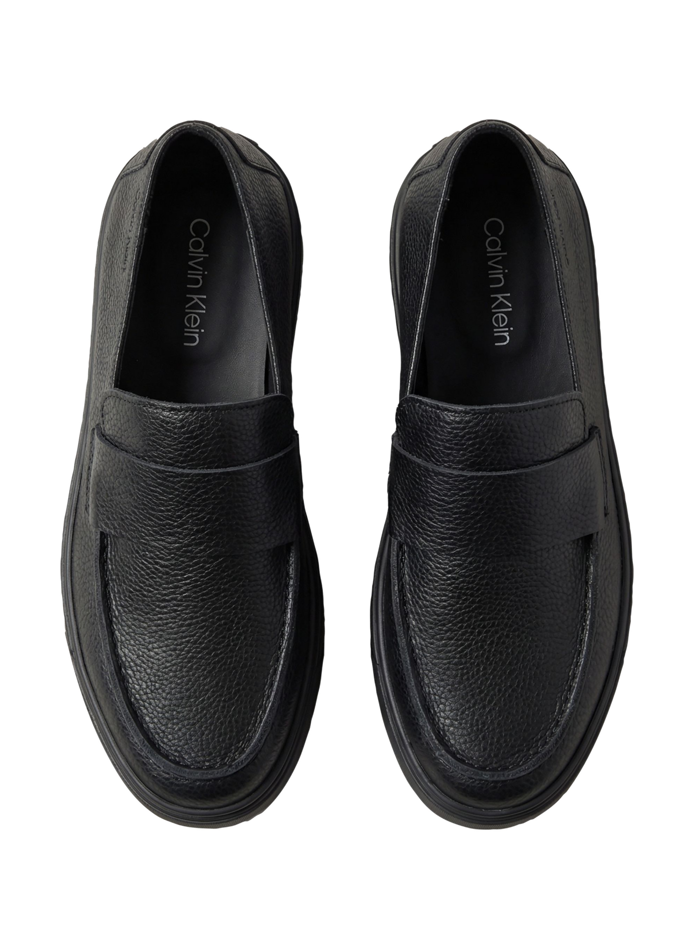 Mocassins à plateforme en cuir grainé CALVIN KLEIN Noir