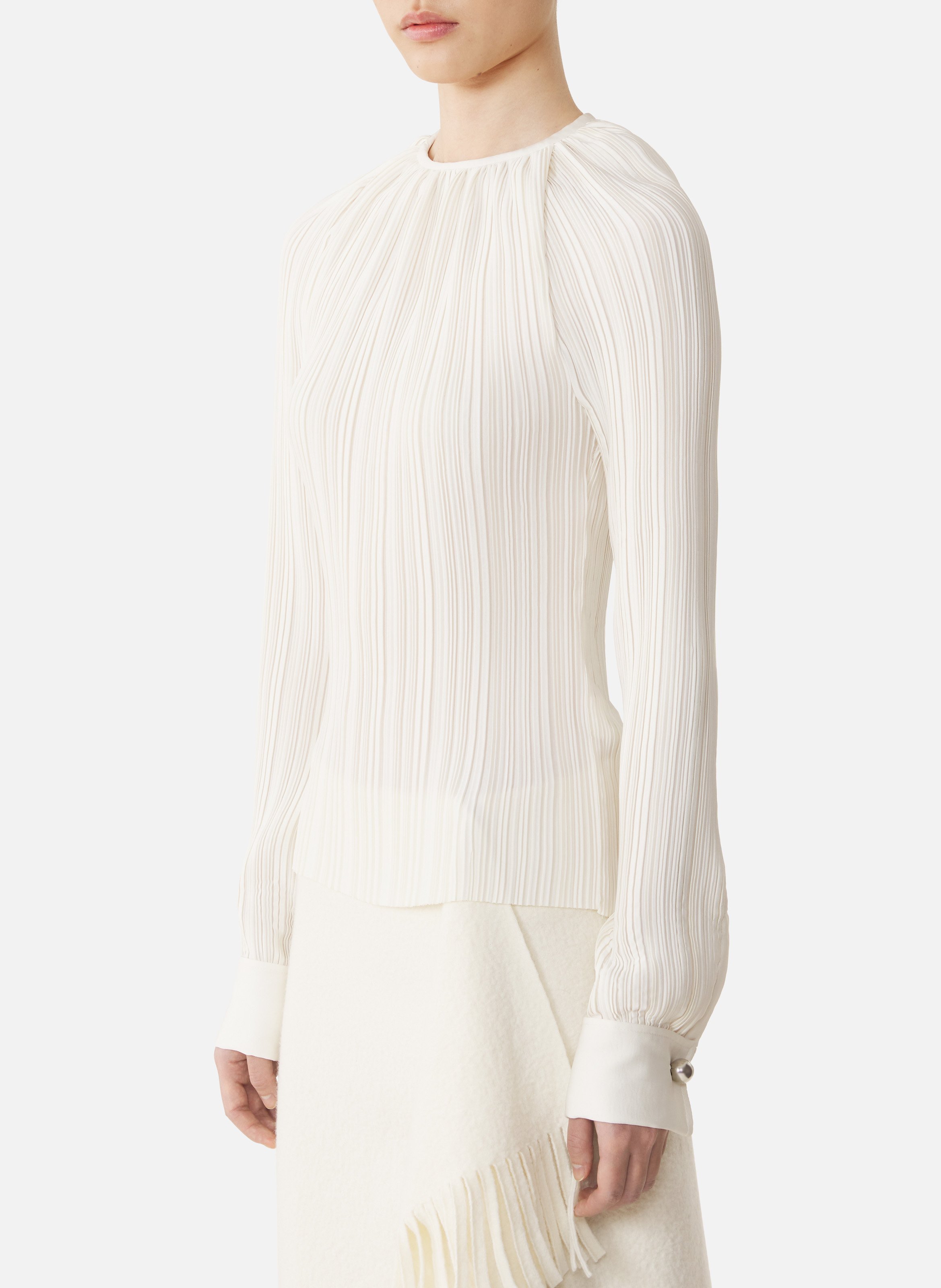 Haut en charmeuse plissée LANVIN Blanc