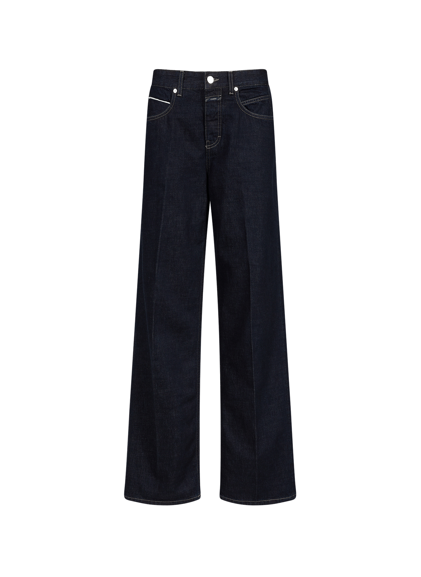 Jean large taille haute en coton CLOSED Bleu
