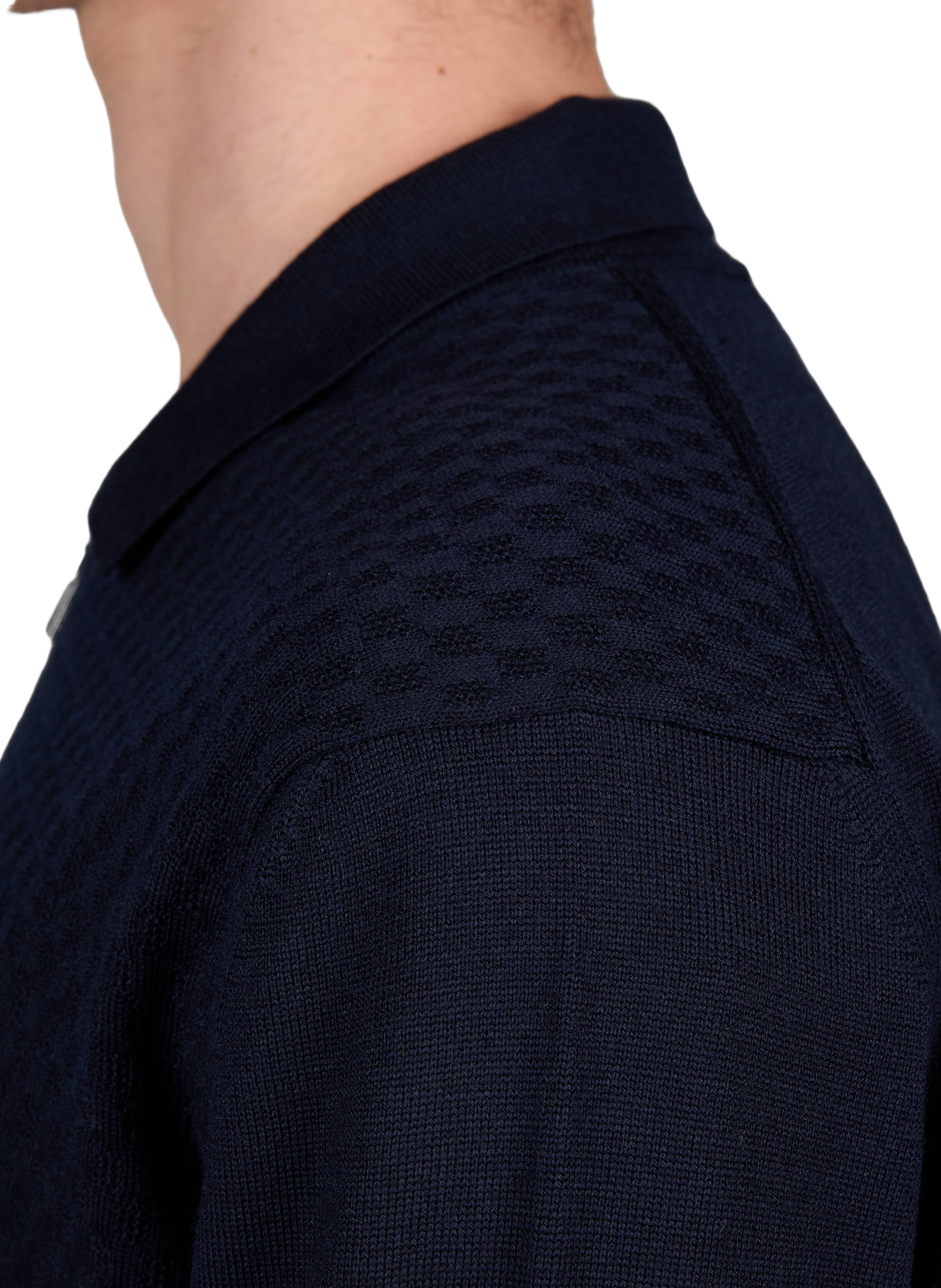 Pull zippé en maille torsadée en laine vierge CORNELIANI Bleu