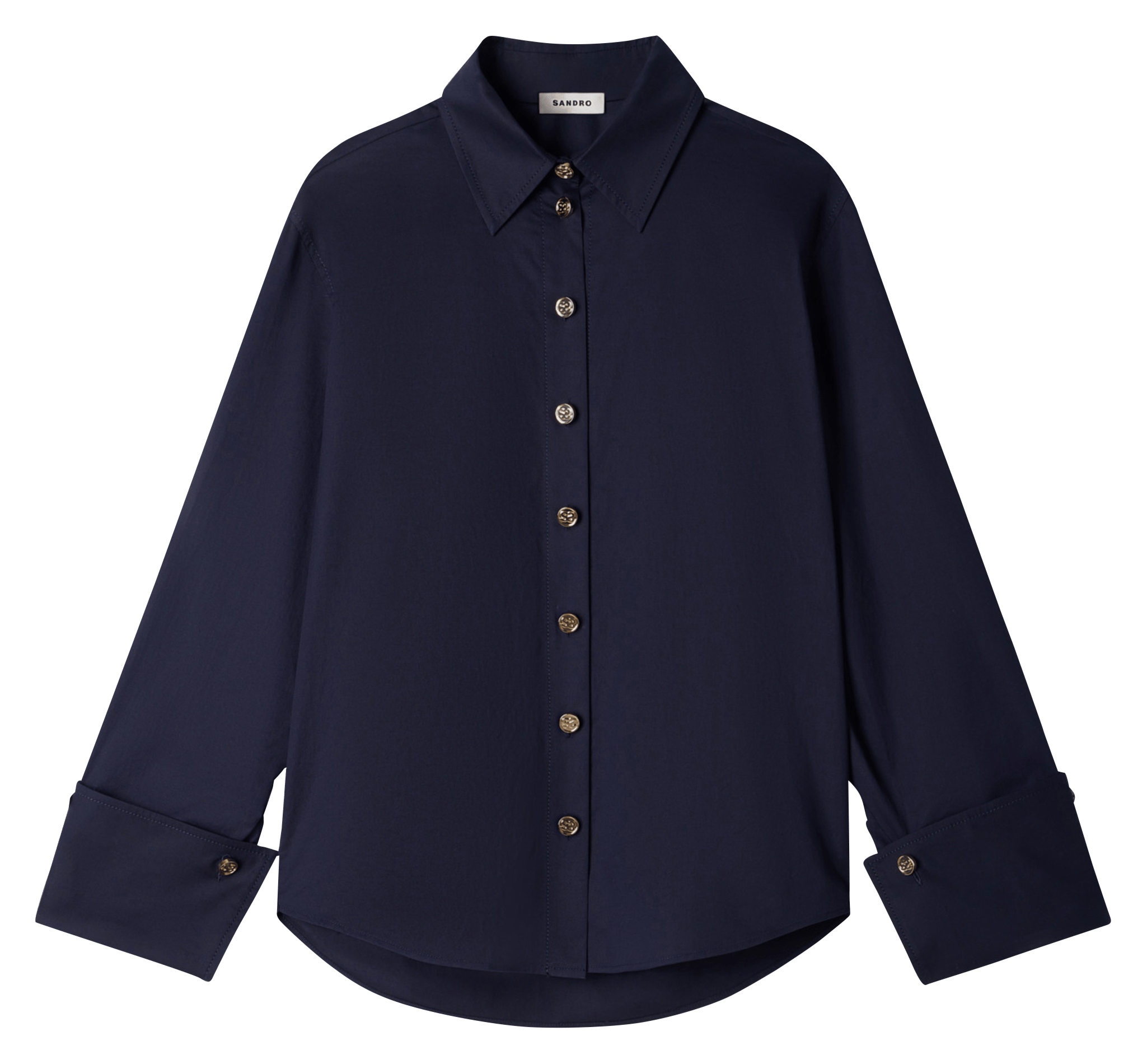 Chemise oversize col classique en coton mélangé SANDRO Bleu