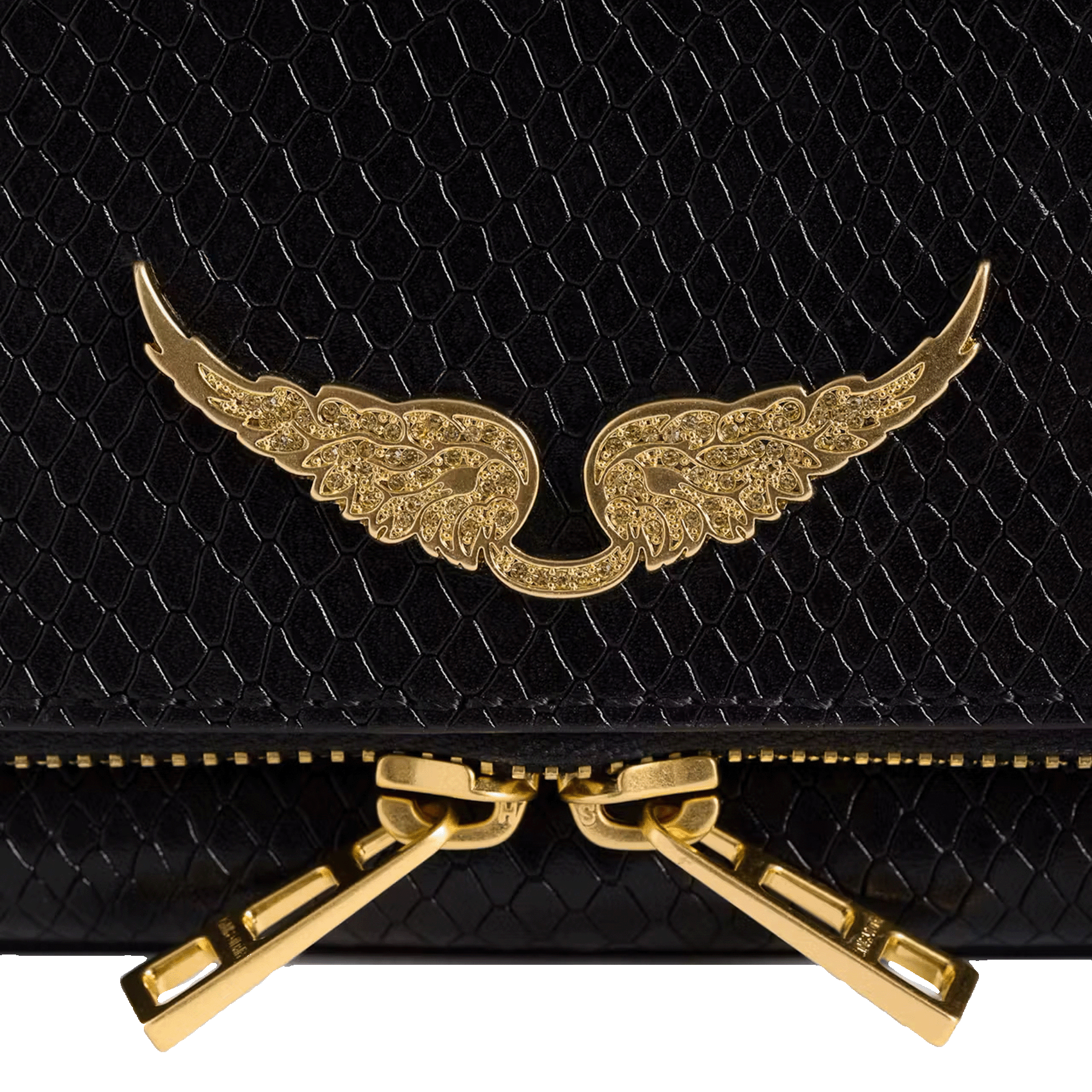 Schoudertas met python-effect van leder in rockstijl ZADIG&VOLTAIRE Zwart