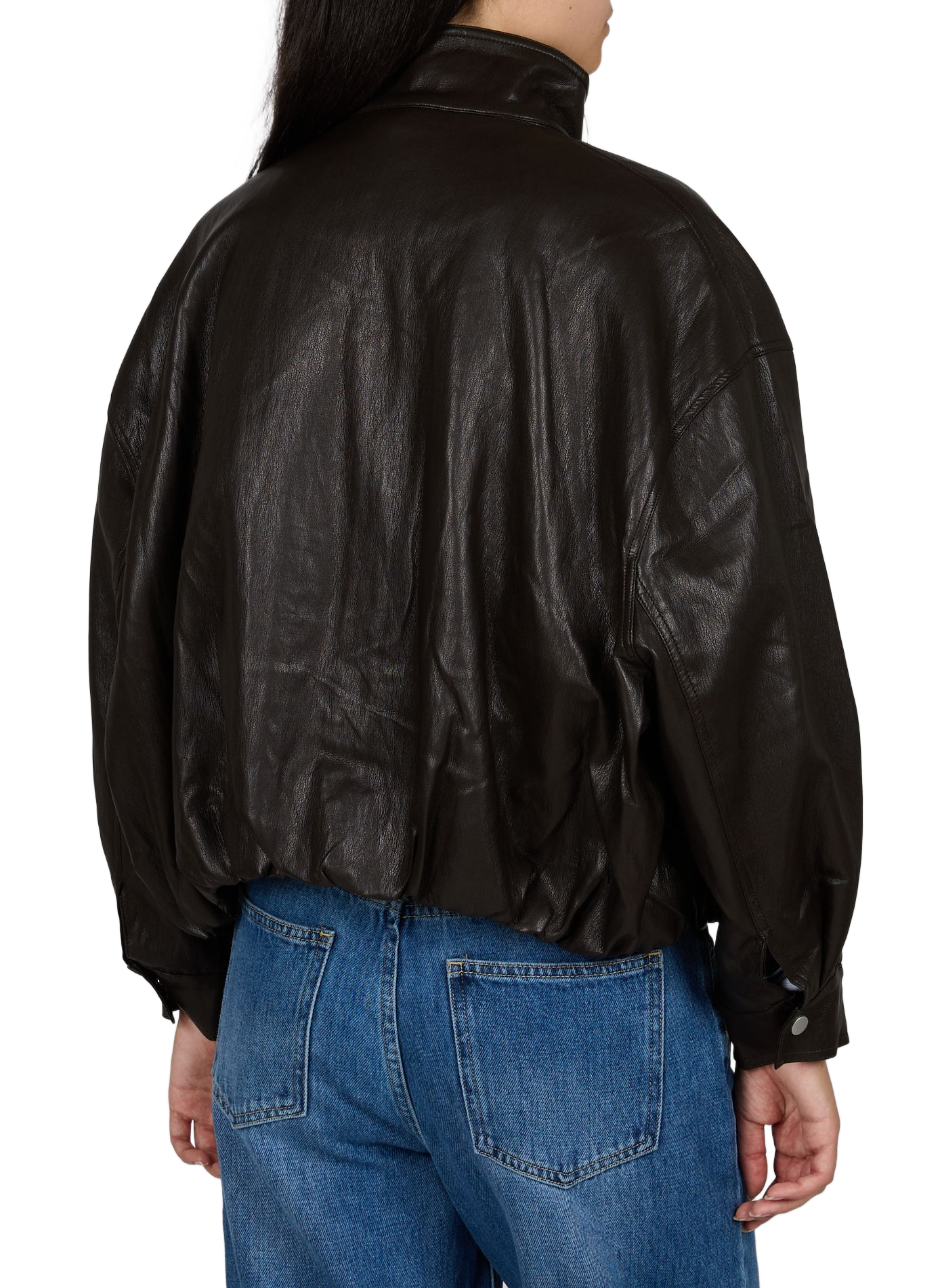 Jacket with high collar leather effect ARTLOVE Brown