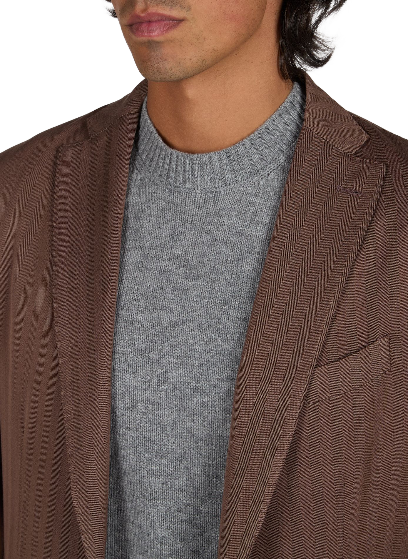 Solid wool straight blazer BOGLIOLI Brown