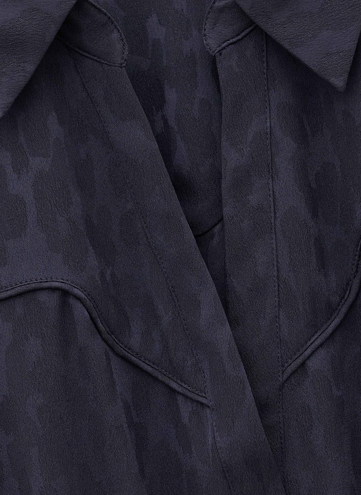 Lange getailleerde jurk met asymmetrische V-hals Helia BA&SH Blauw